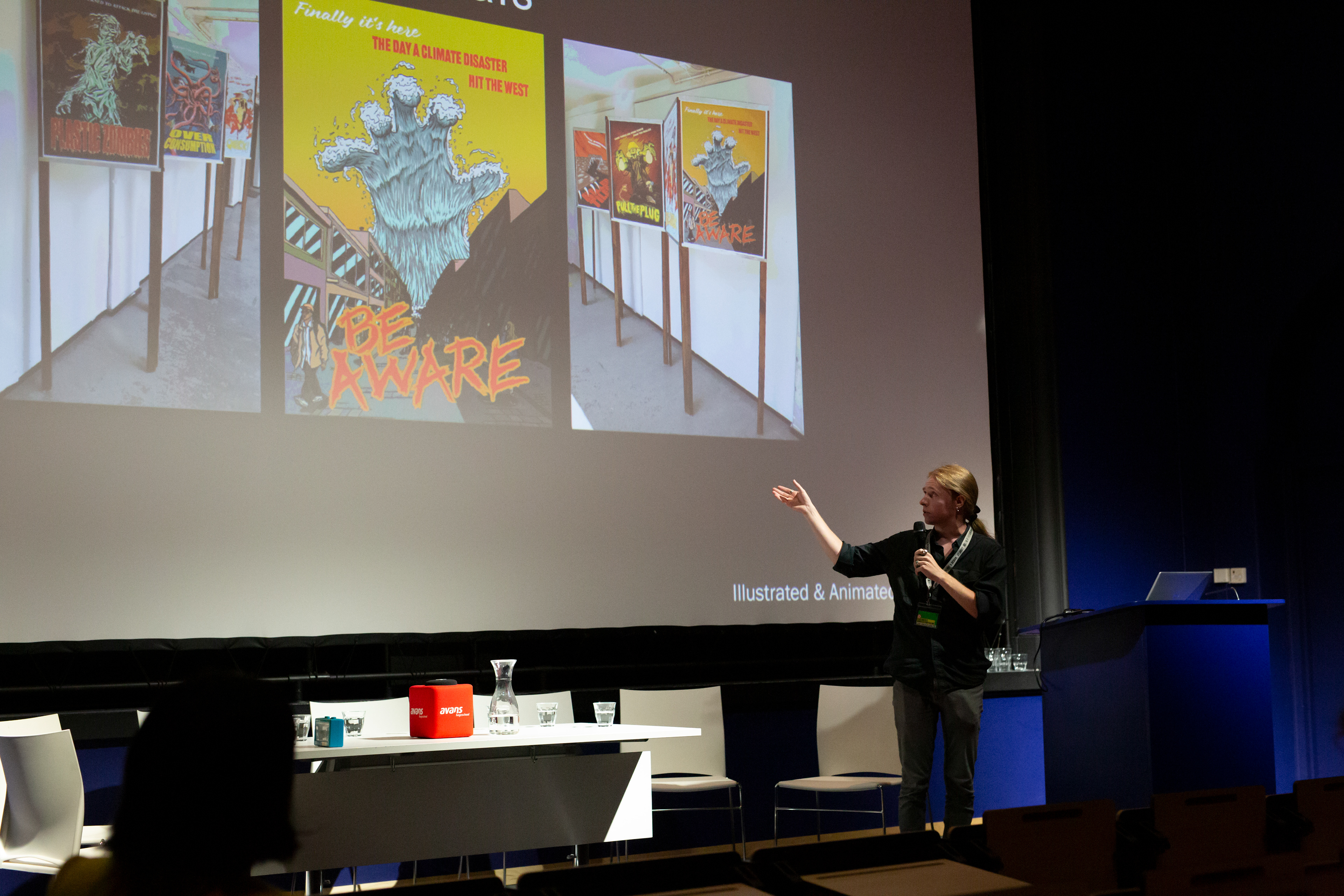 Me presenting my work in a talk about storytelling during the Now Show.