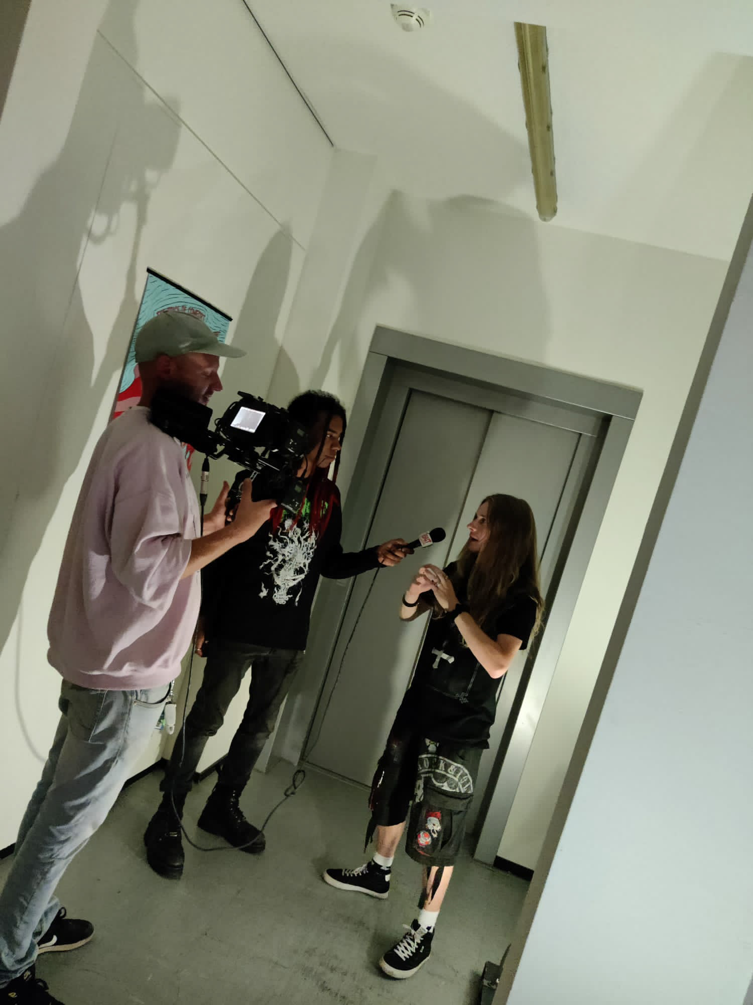 Doing a interview.