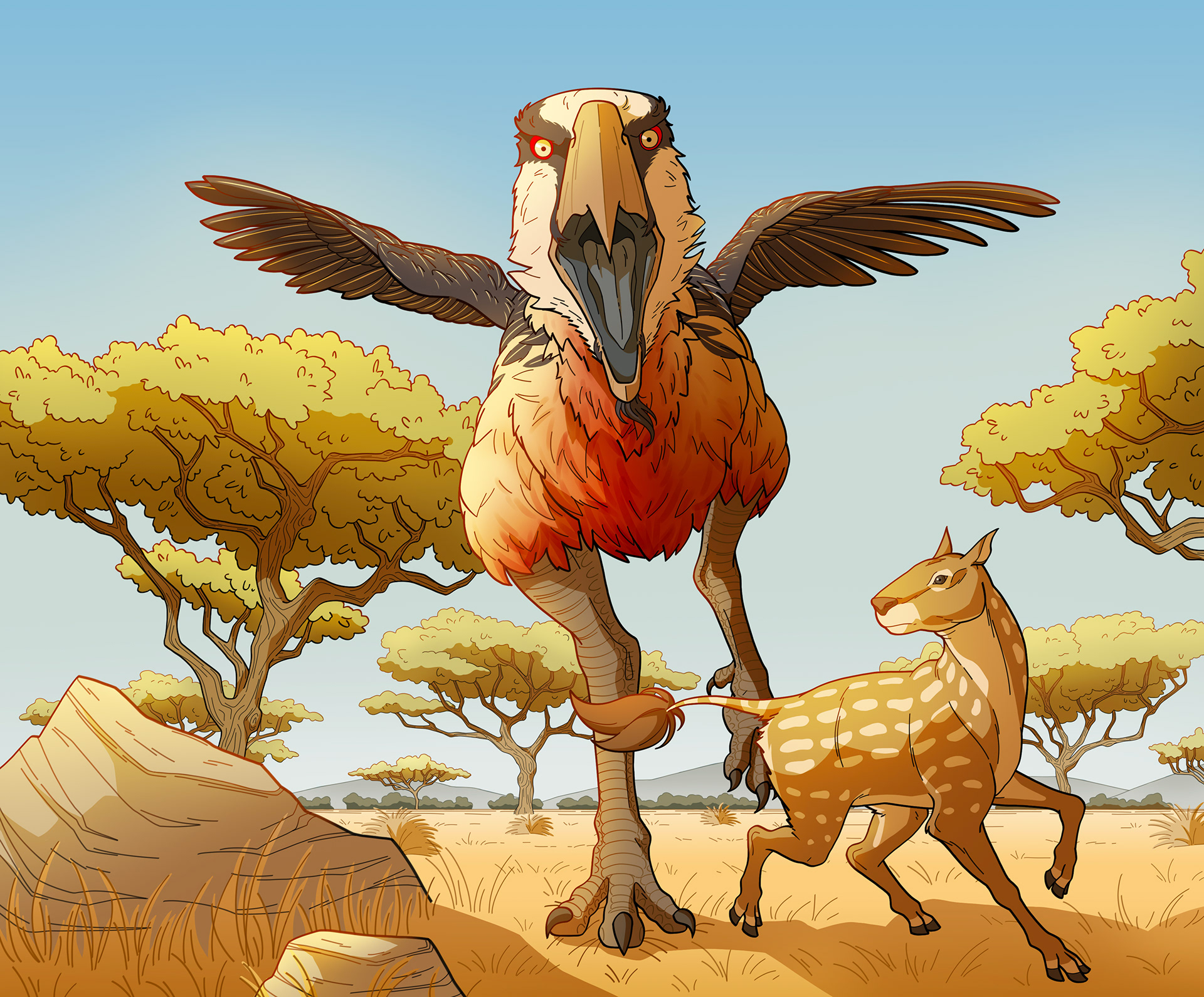 Terror Bird Chasing Dawn Horse