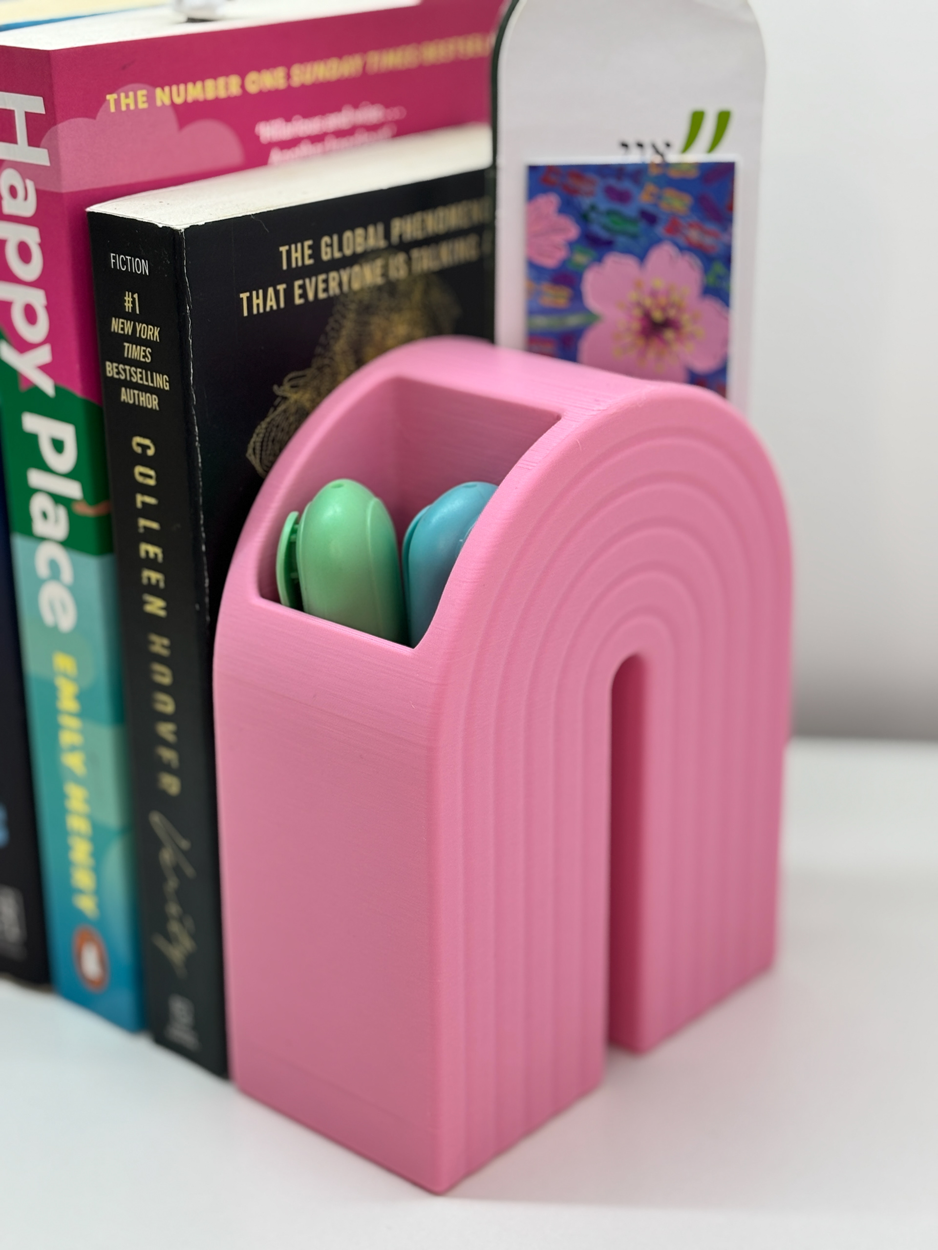 03 rainbow_bookend_organizer_book_holder_with_built_in_storage_for_pens_bookmarks