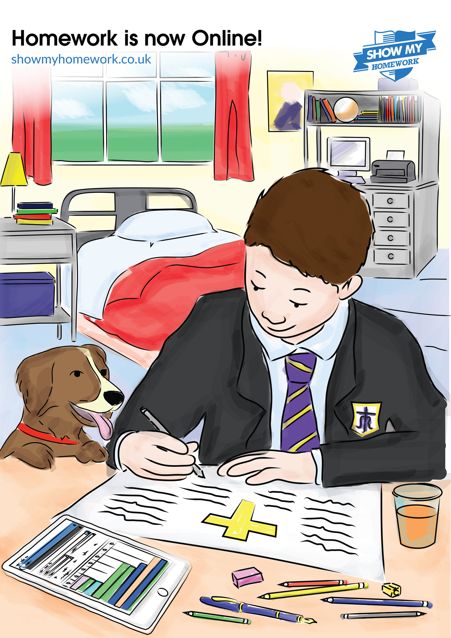 Illustration for St. Mary's Menston 'Show My Homework' promotion by Leeds based illustrator Hollie Revel