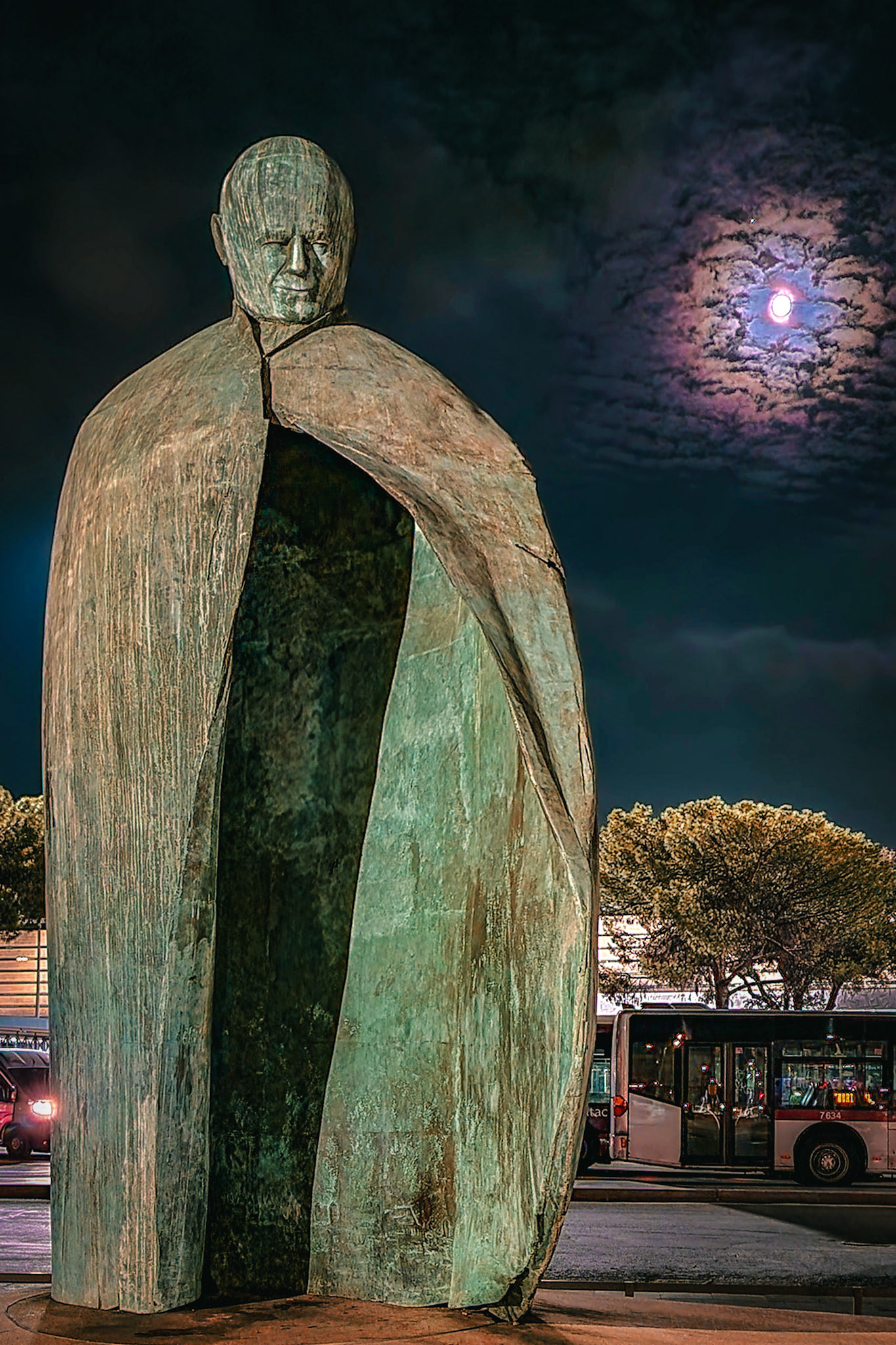 John Paul II statue near Roma Termini railway station, Rome, Italy