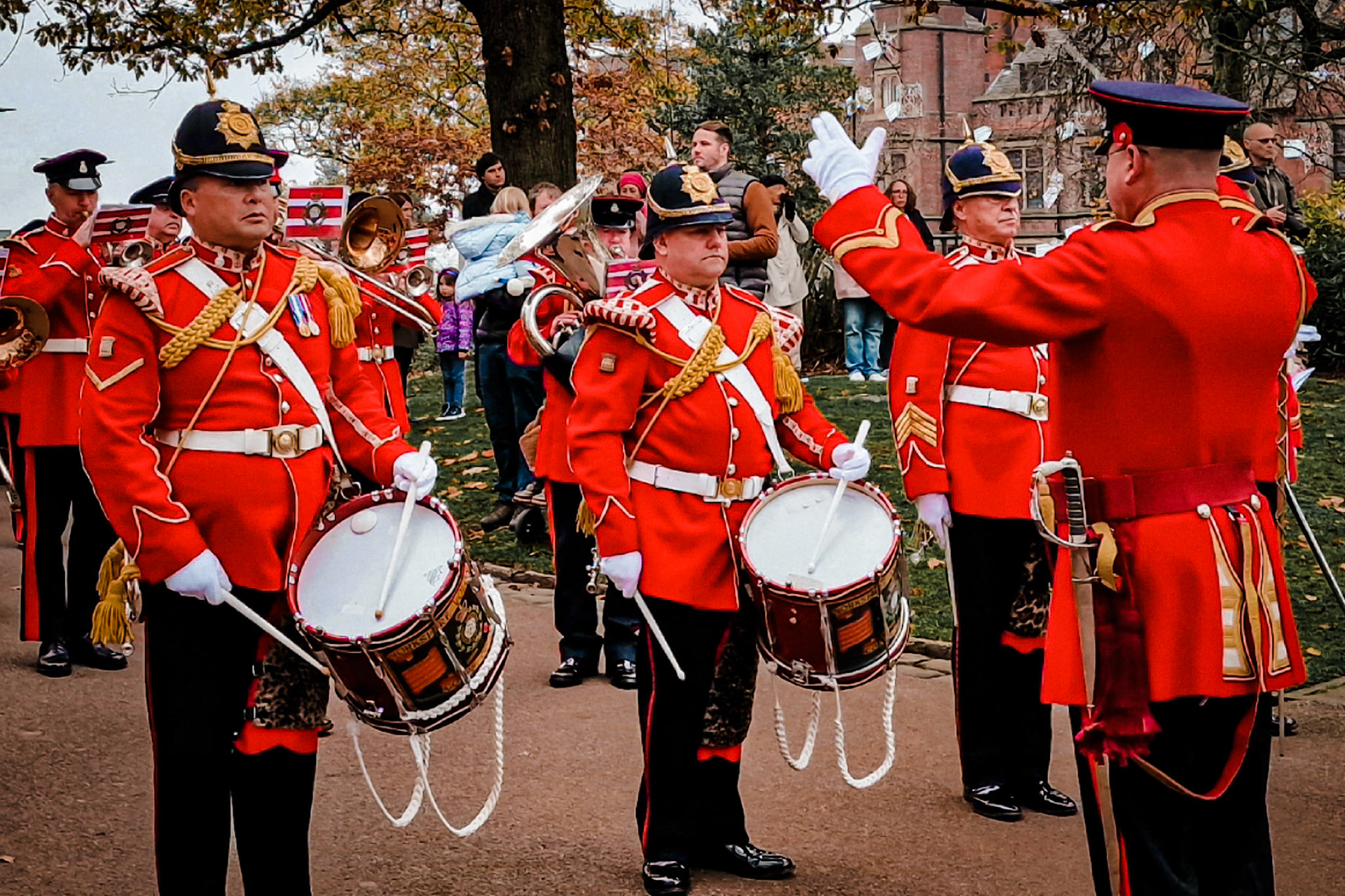 Military Orchestra on Remembrance Sunday at York and Lancaster Memorial, Sheffield, UK