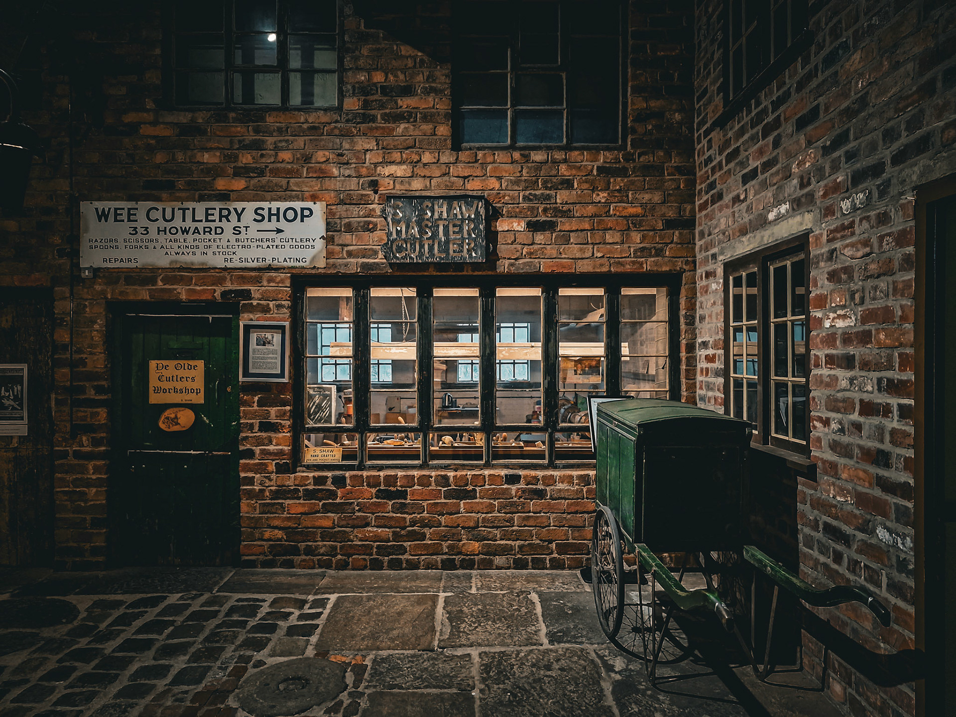 Wee Cutlery Shop at Little Mesters Street at Kelham Island Museum, Sheffield, UK