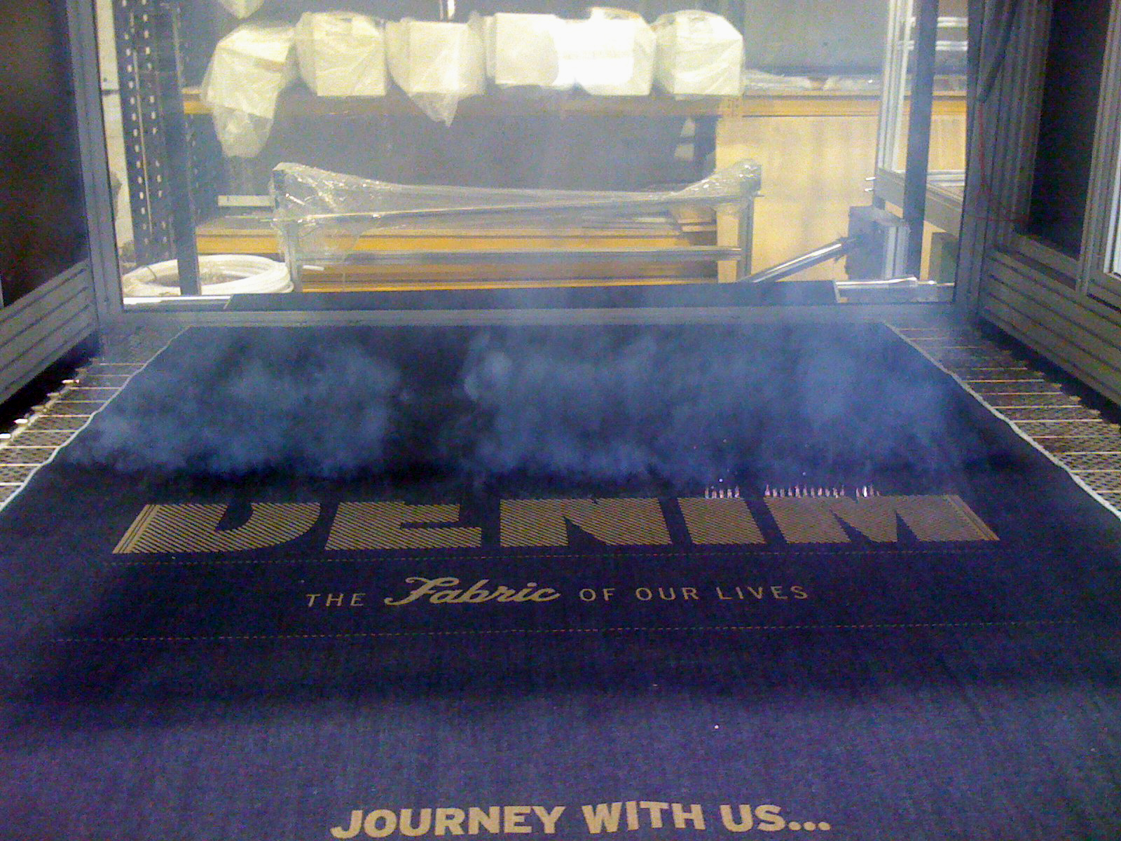 Laser etching onto a massive piece of denim part one