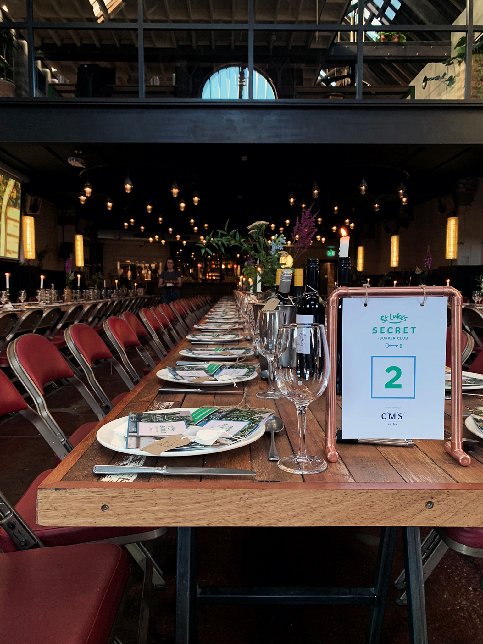 Table numbers and fundraising materials for guests