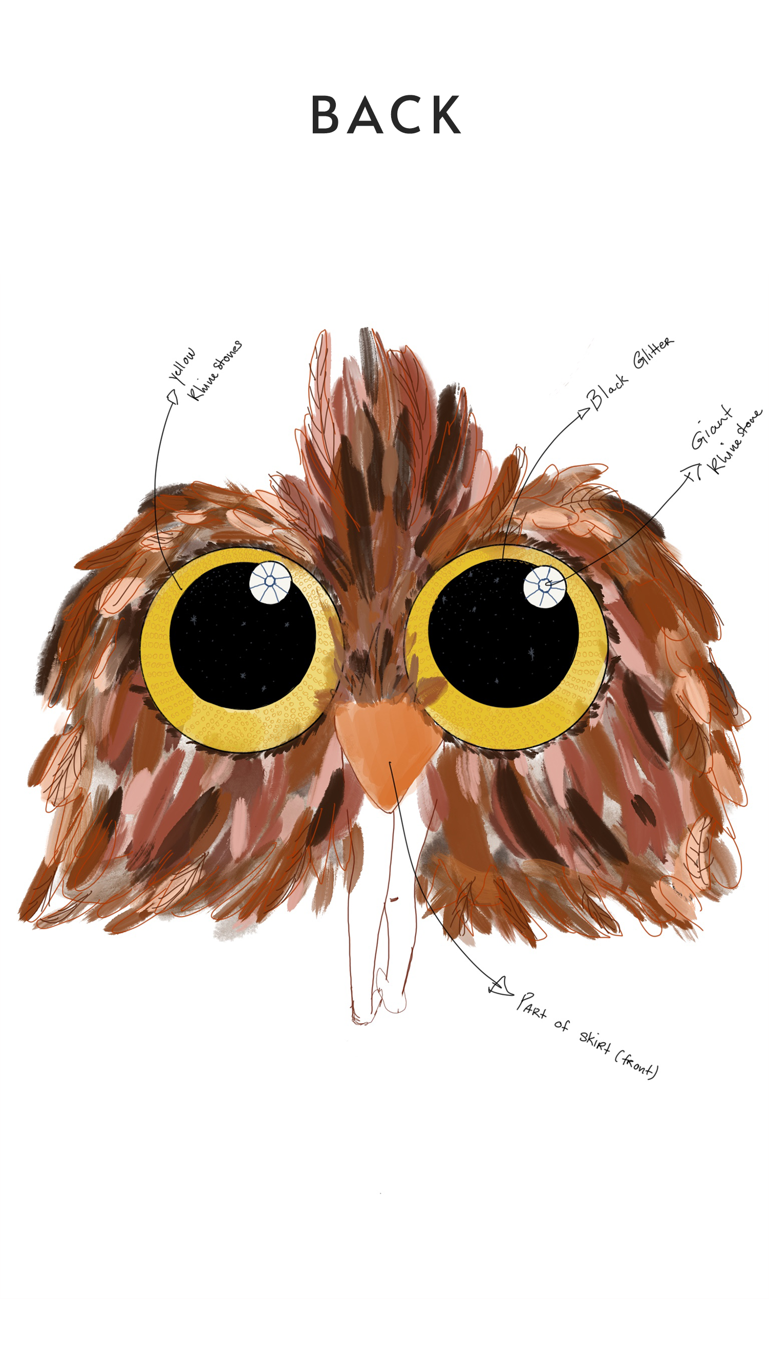 Back of design displaying the adorbale face of the Aruban burrowing owl