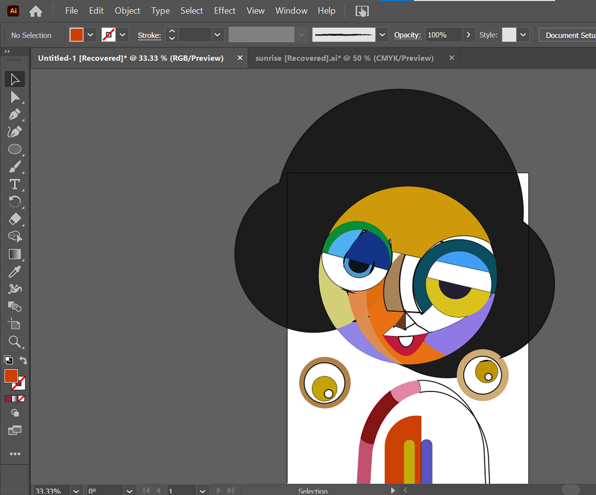 Sourcing inspiration from an oil painting by an African artist, I used shapes and fill to obtatin the identity of the painting.