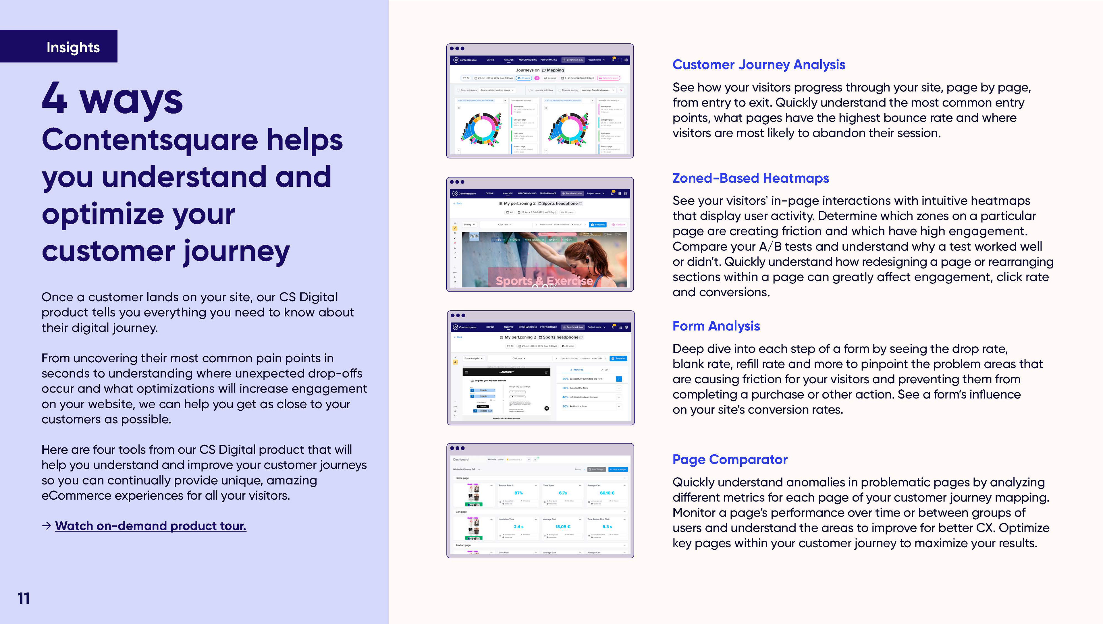 In this layout, I used screen mockups to visualize the 4 tools listed on the right.