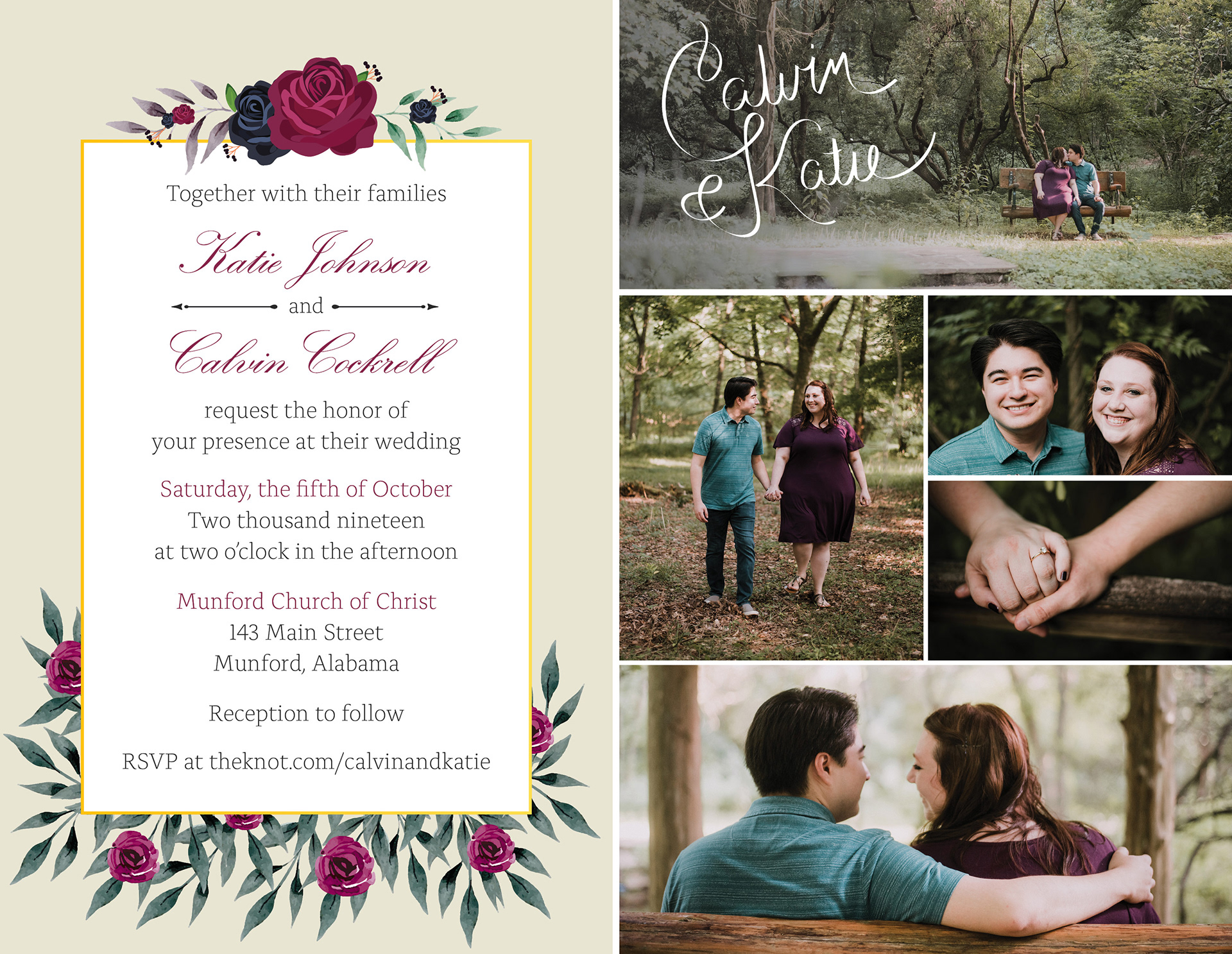 Wedding Invitation (Base floral art from freepik.com)