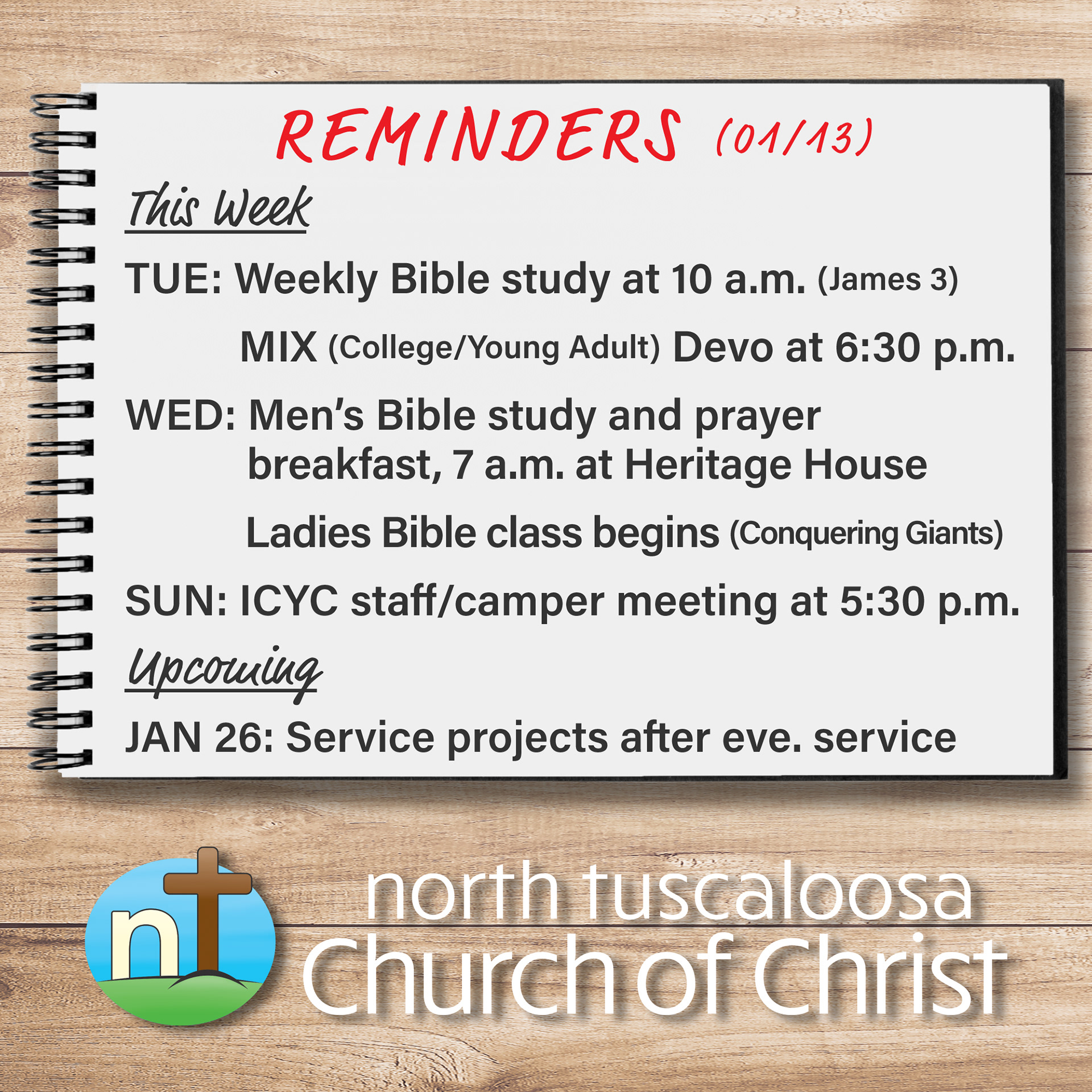 2020 NTCOC Social Media Reminders