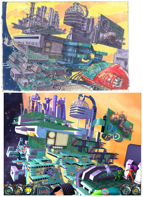 Math Blaster Concept art and final art