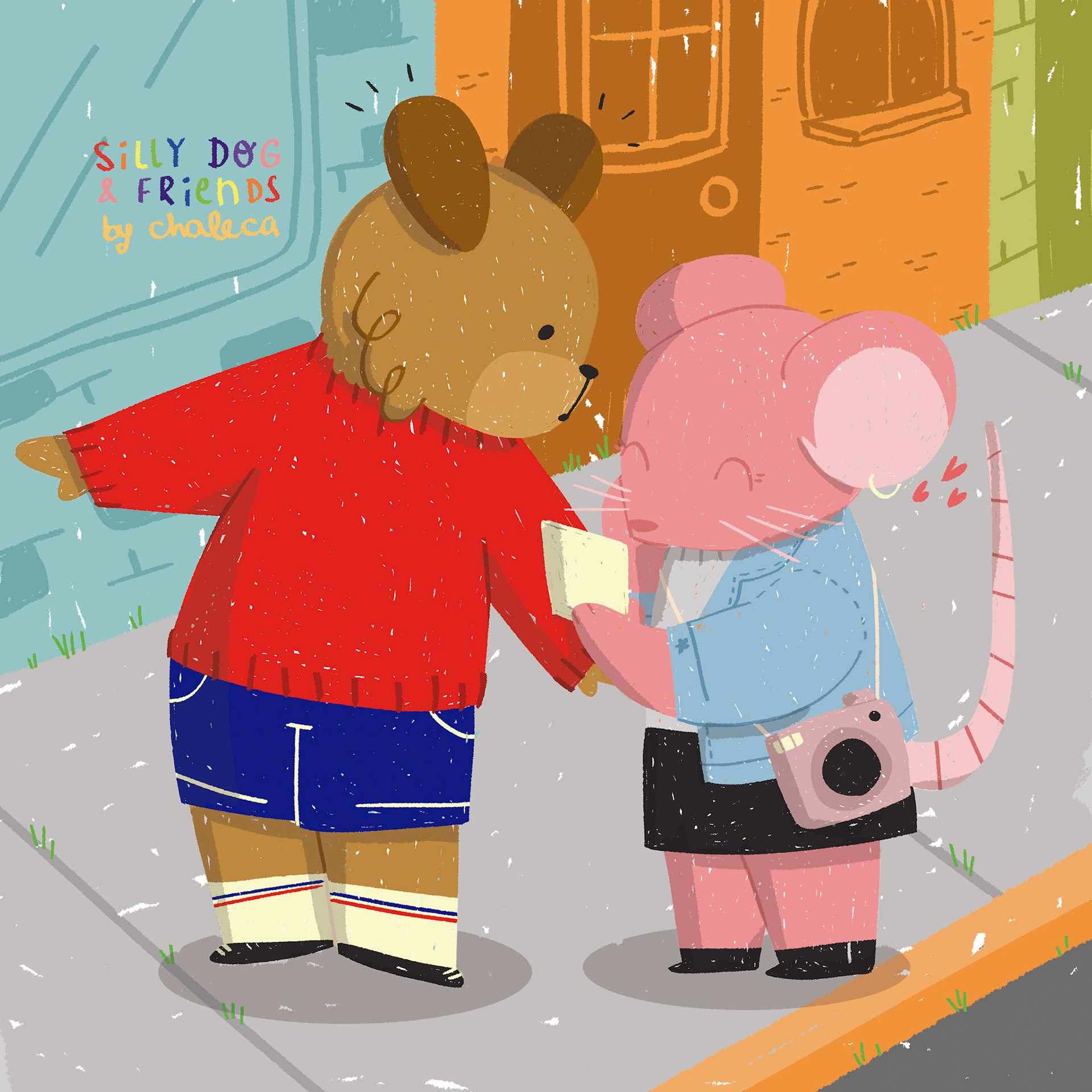 silly dog and pink rat