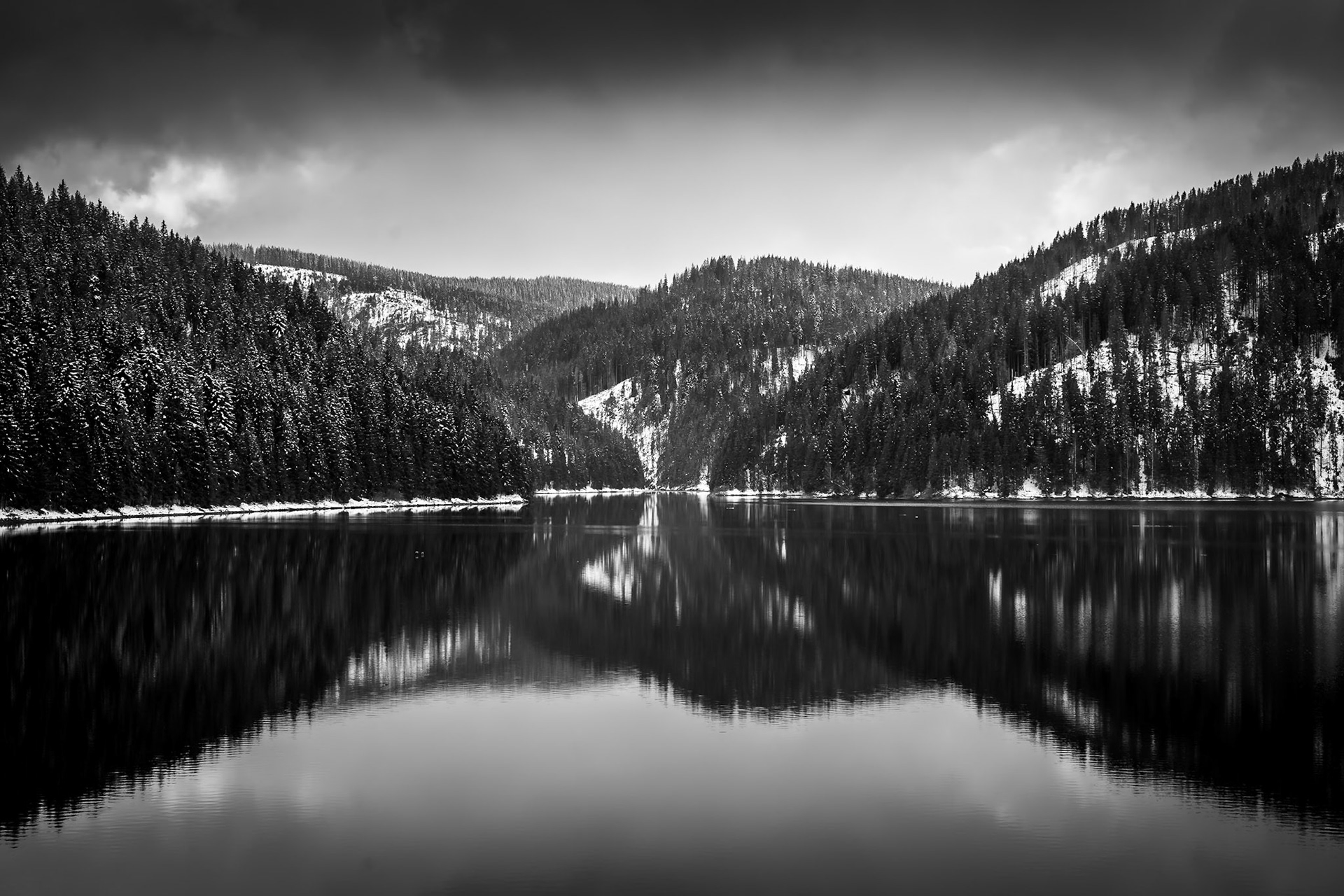 Romania - Calm Winter Reservoir Reflection (3:2)