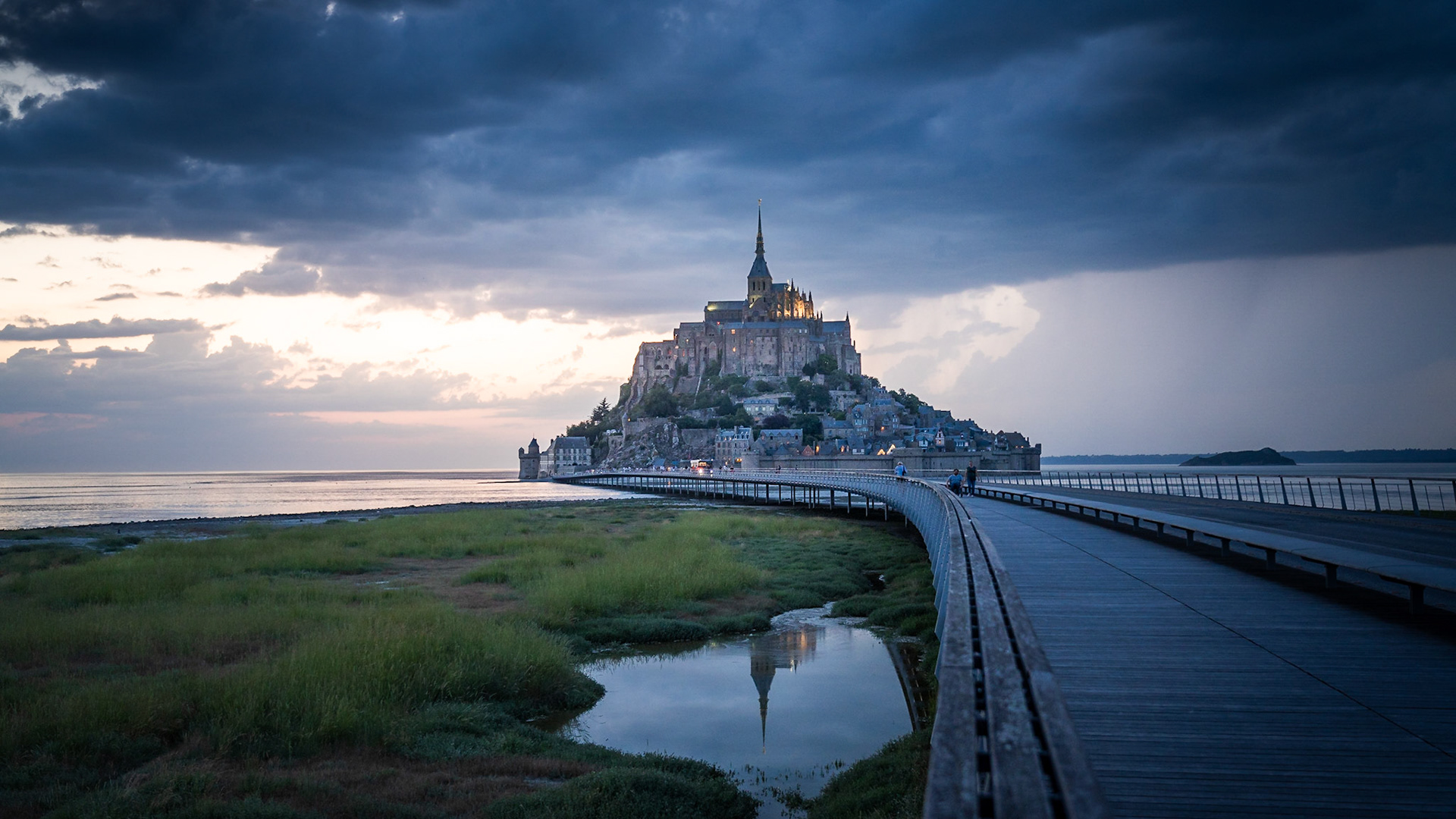 Mount Saint-Michel - Bridge and Reflection (16:9)