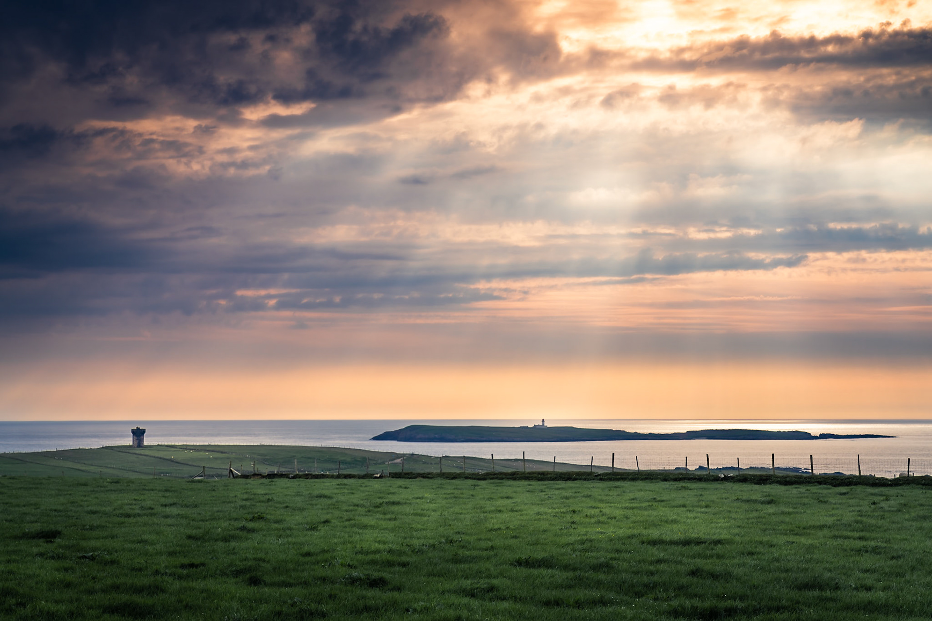 Malin Beg - Signal Tower and Lighthouse in Dappled Light (2:3)