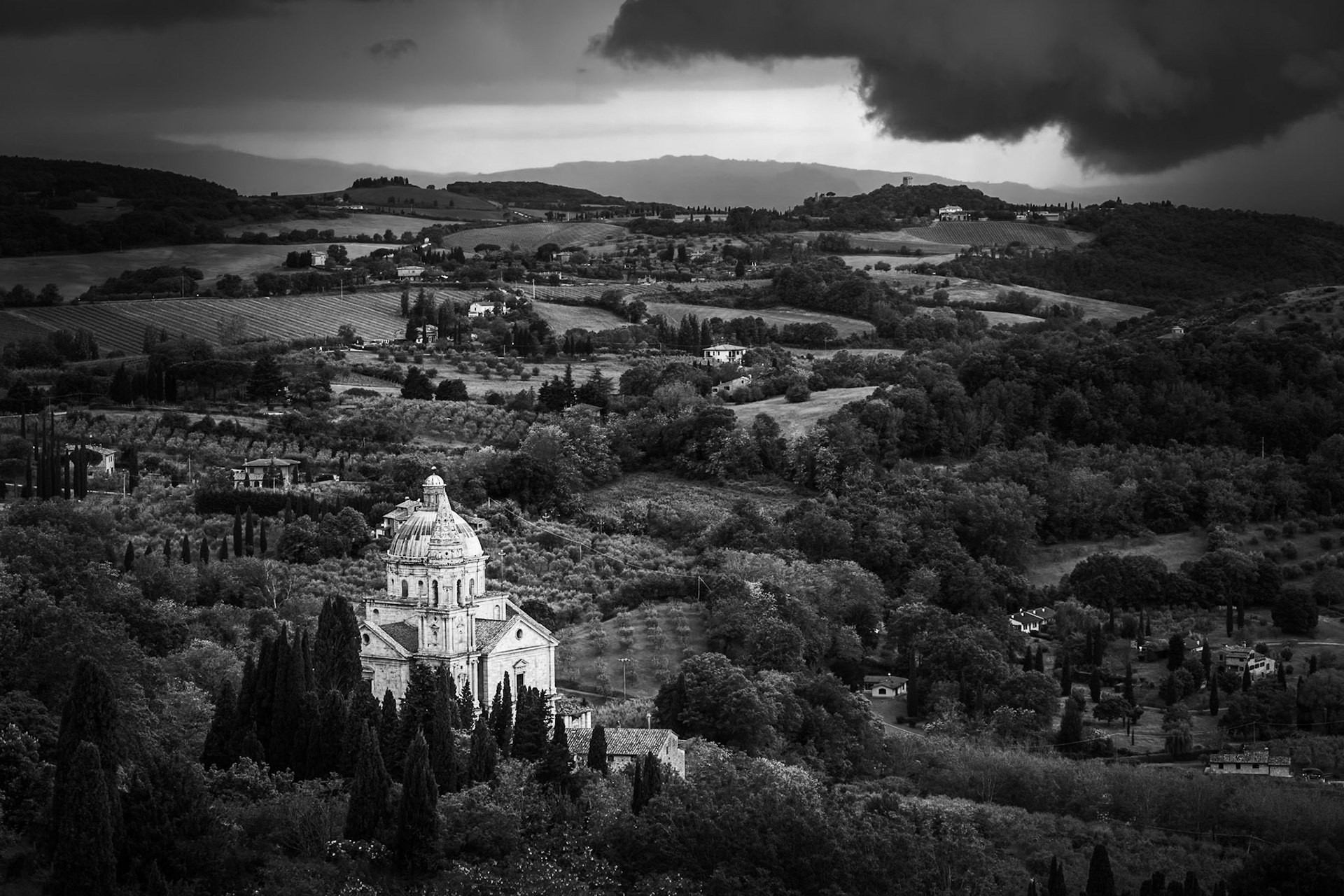 Tuscany - San Biagio at Sunset with Storm Approaching (3:2)
