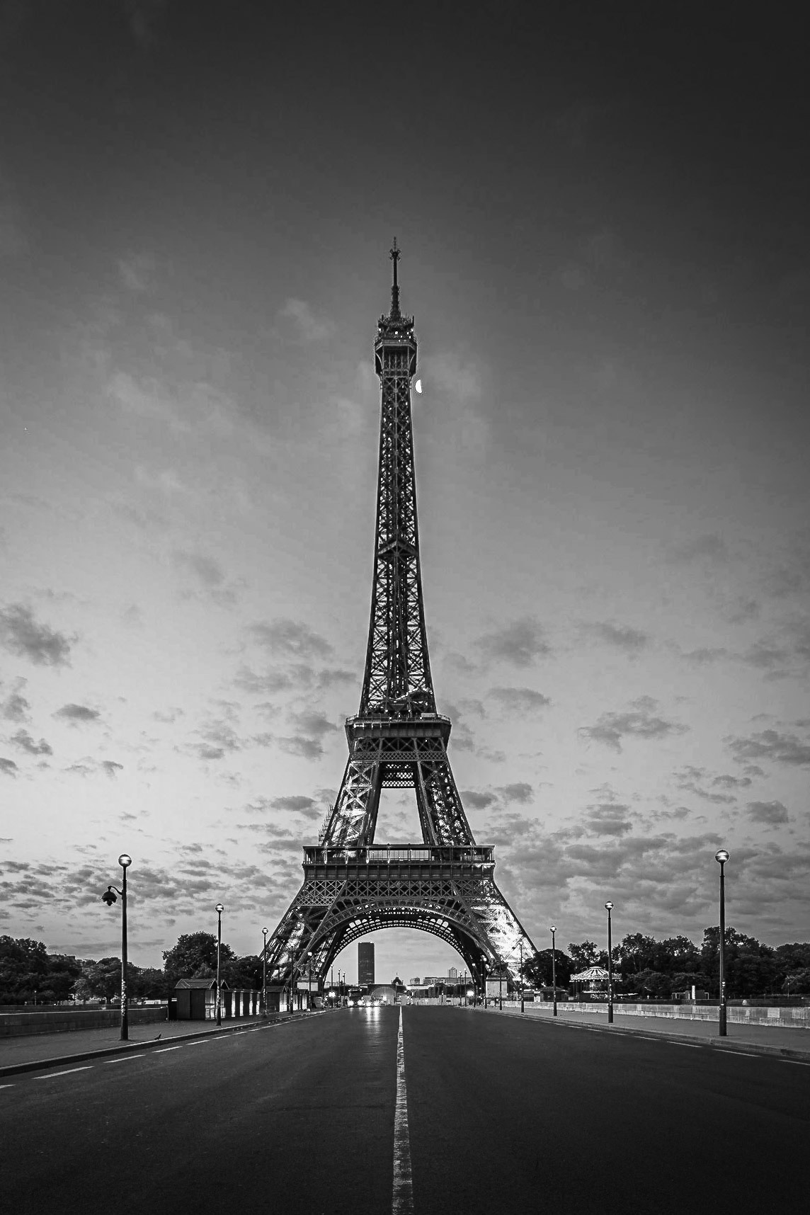 Paris - Eiffel Tower and Waning Moon (3:2)