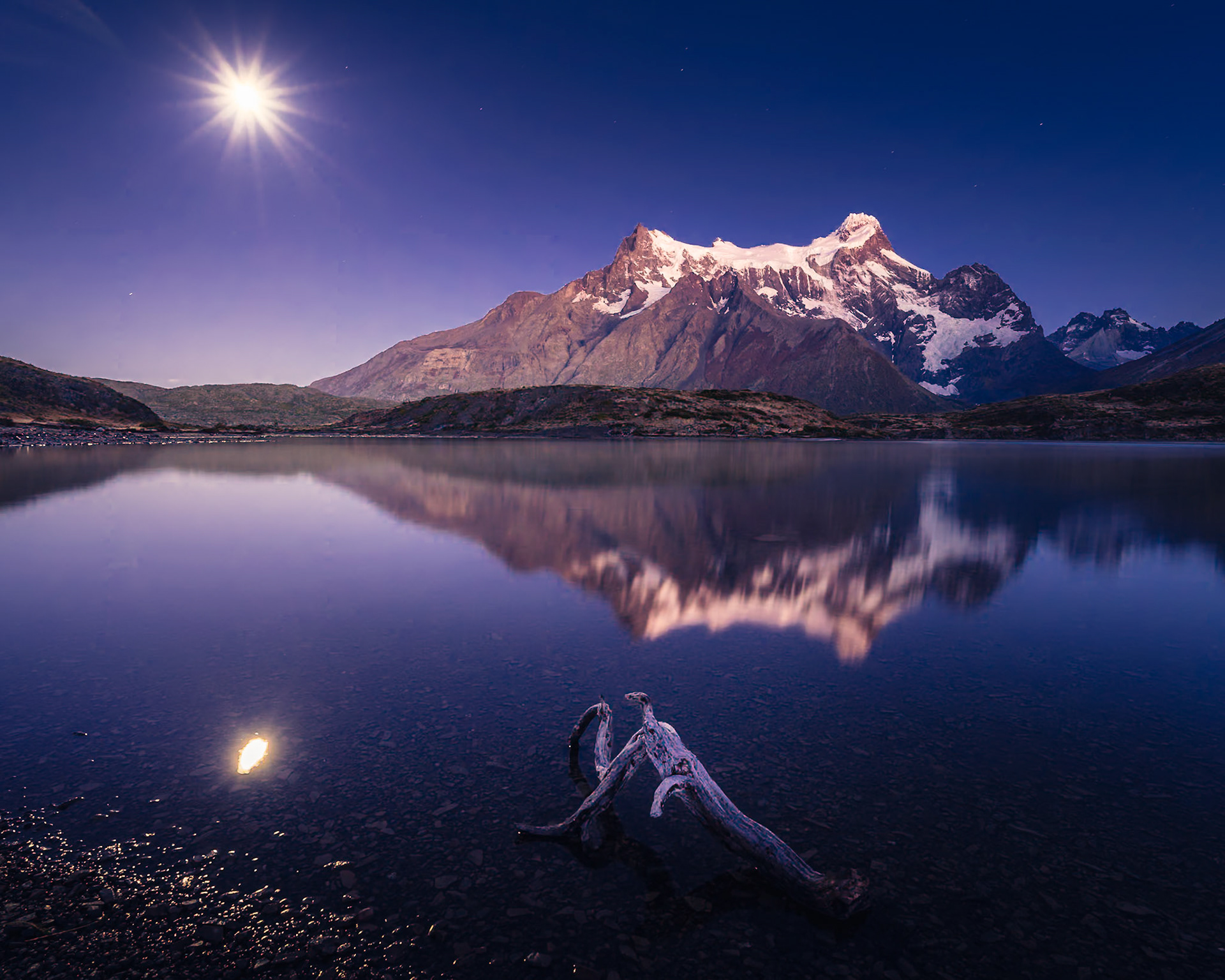 Torres del Paine - Moonlit Reflection (4:5)