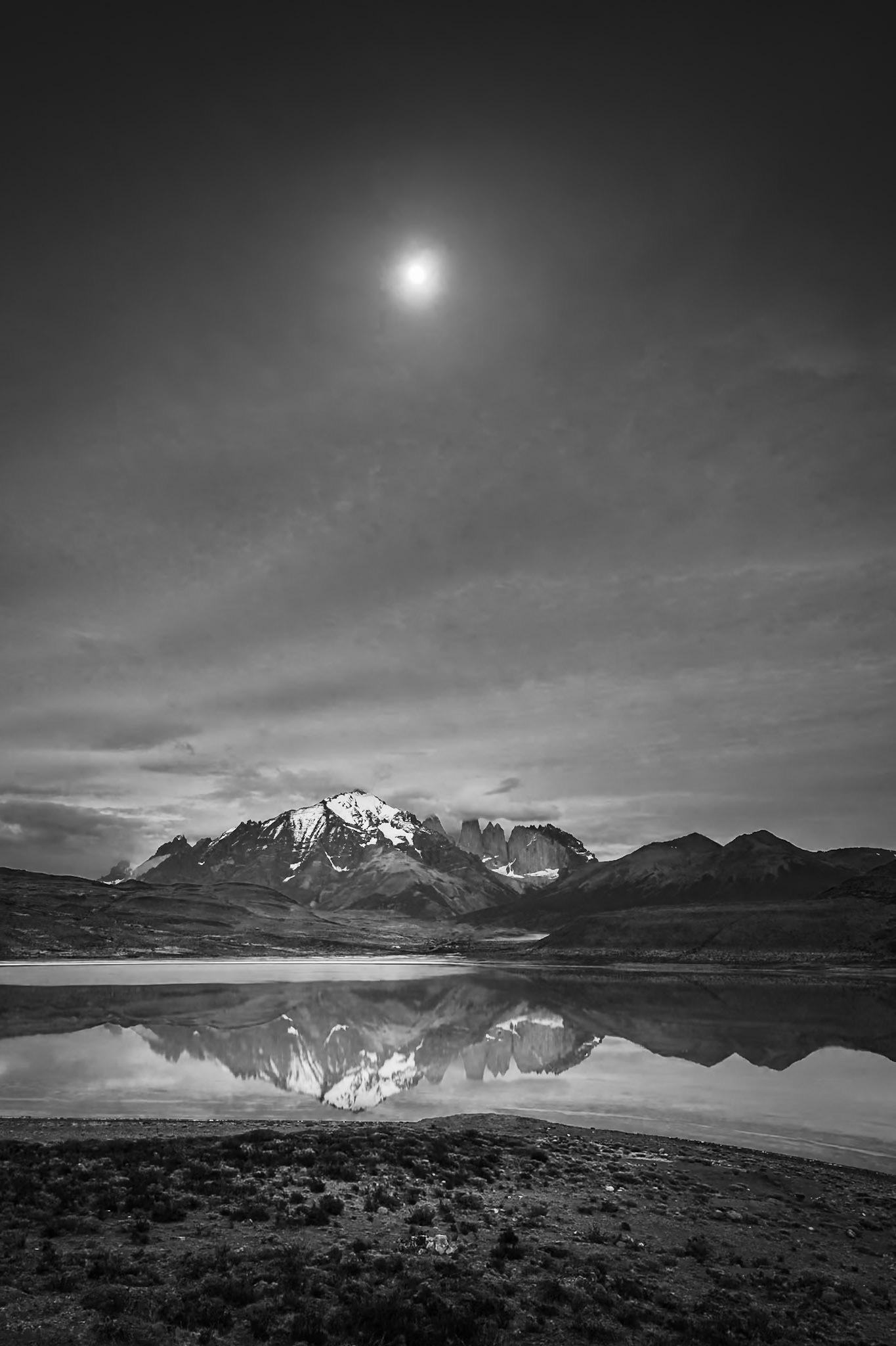 Torres del Paine - Moon Above the Plains (3:2)