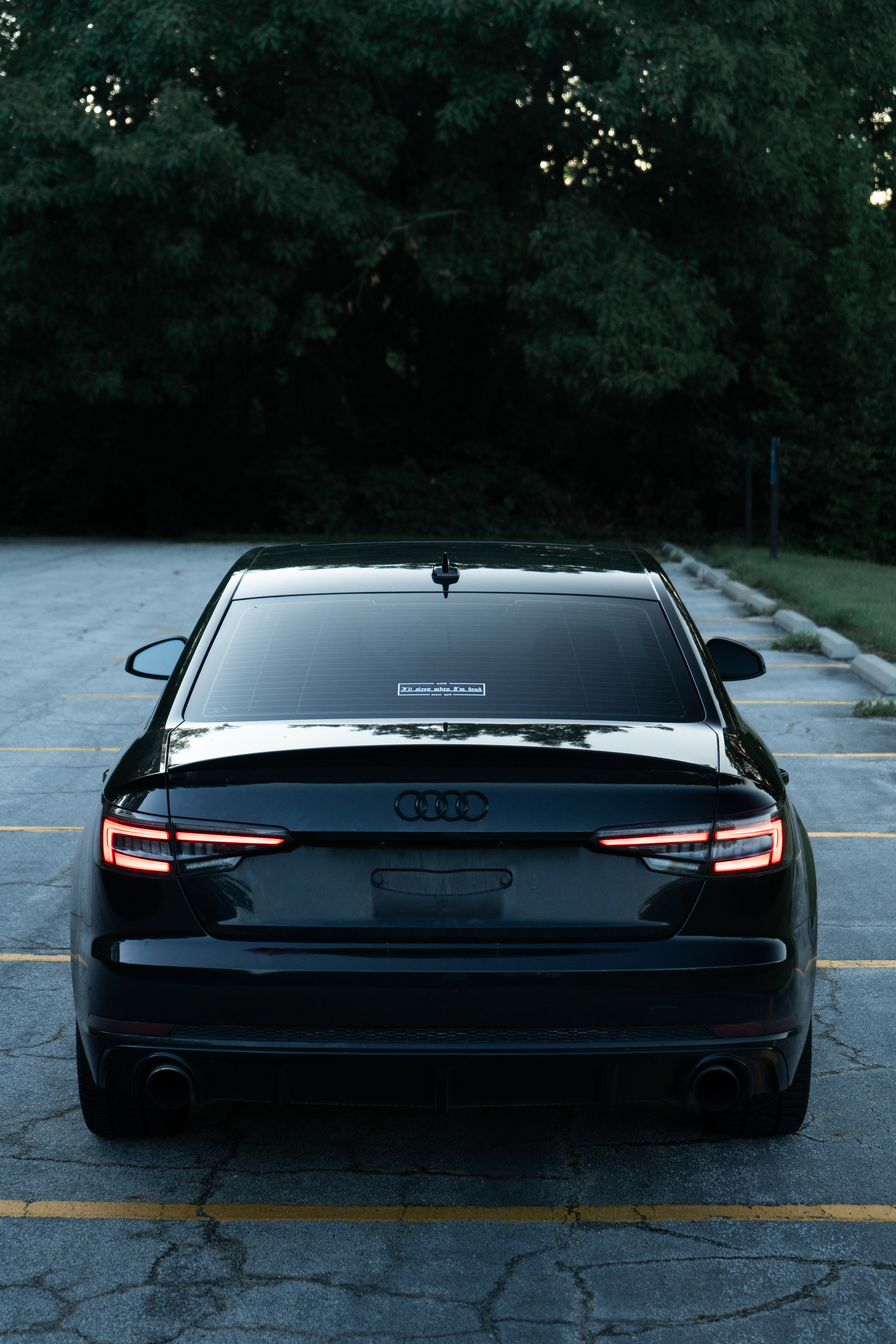 Magnetic license plate bracket installed on a 2017 Audi A4.