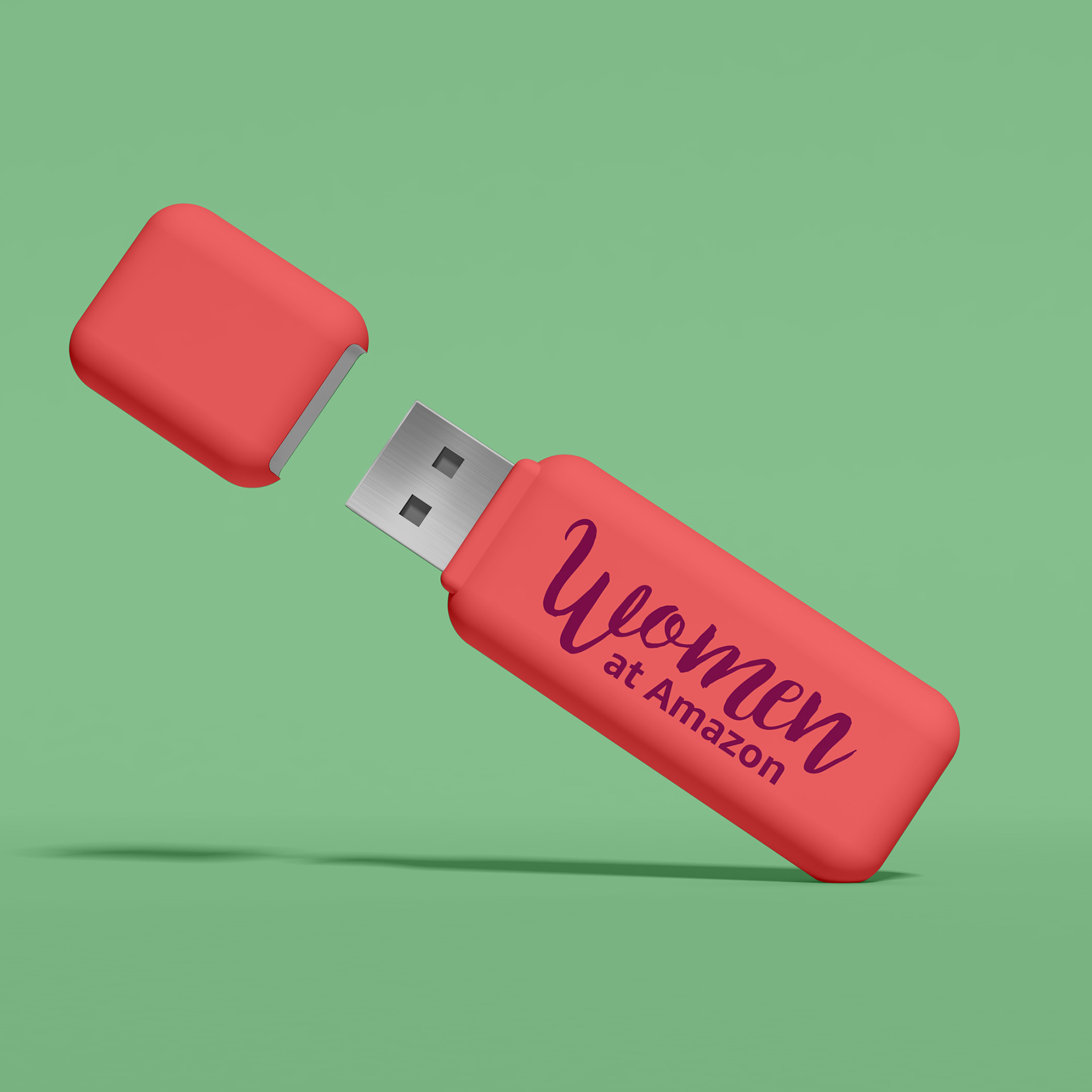 usb thumb drive with text logo