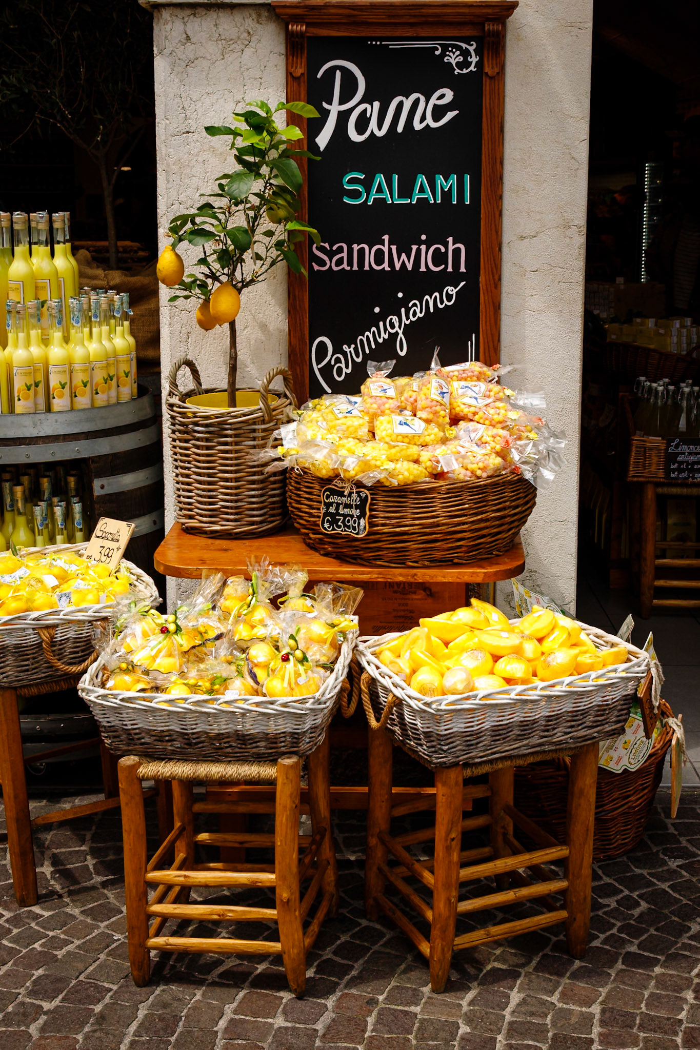 Sandwiches and Lemon for sale in Limone sul Garda, Lake Garda, Italy