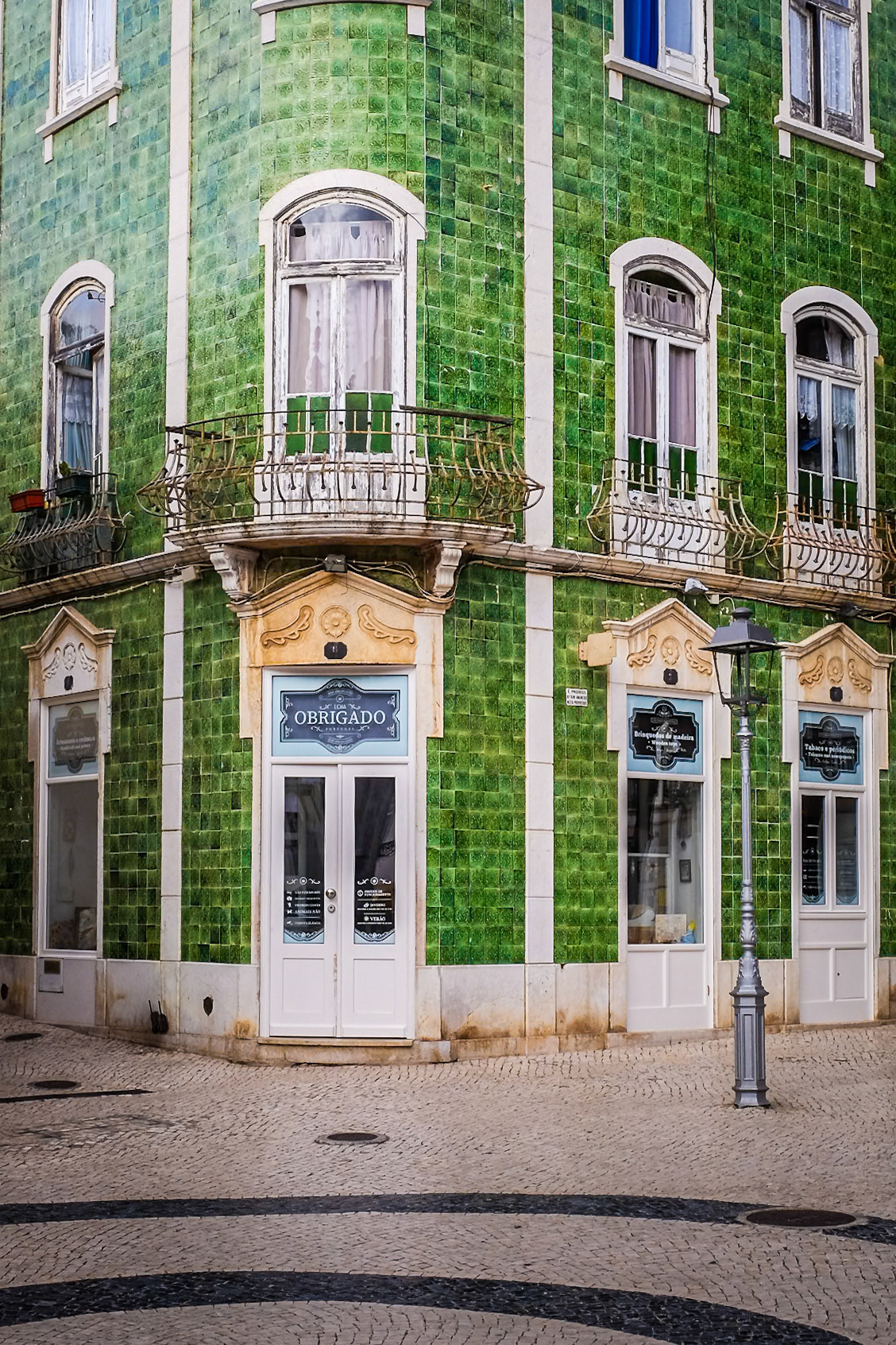 Green Tiled Building, Old town Lagos, Algarve, Portugal