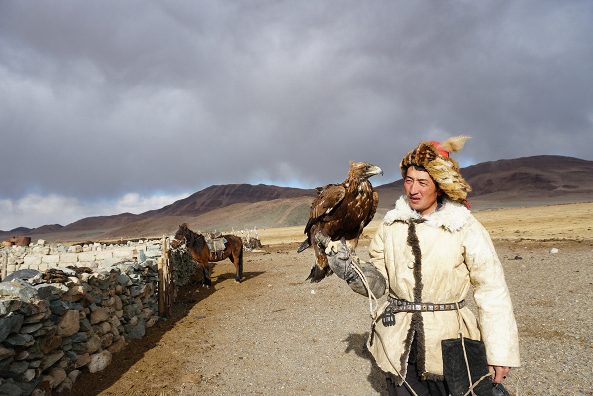 A Kazakh eagle hunter in Eastern Mongolia.