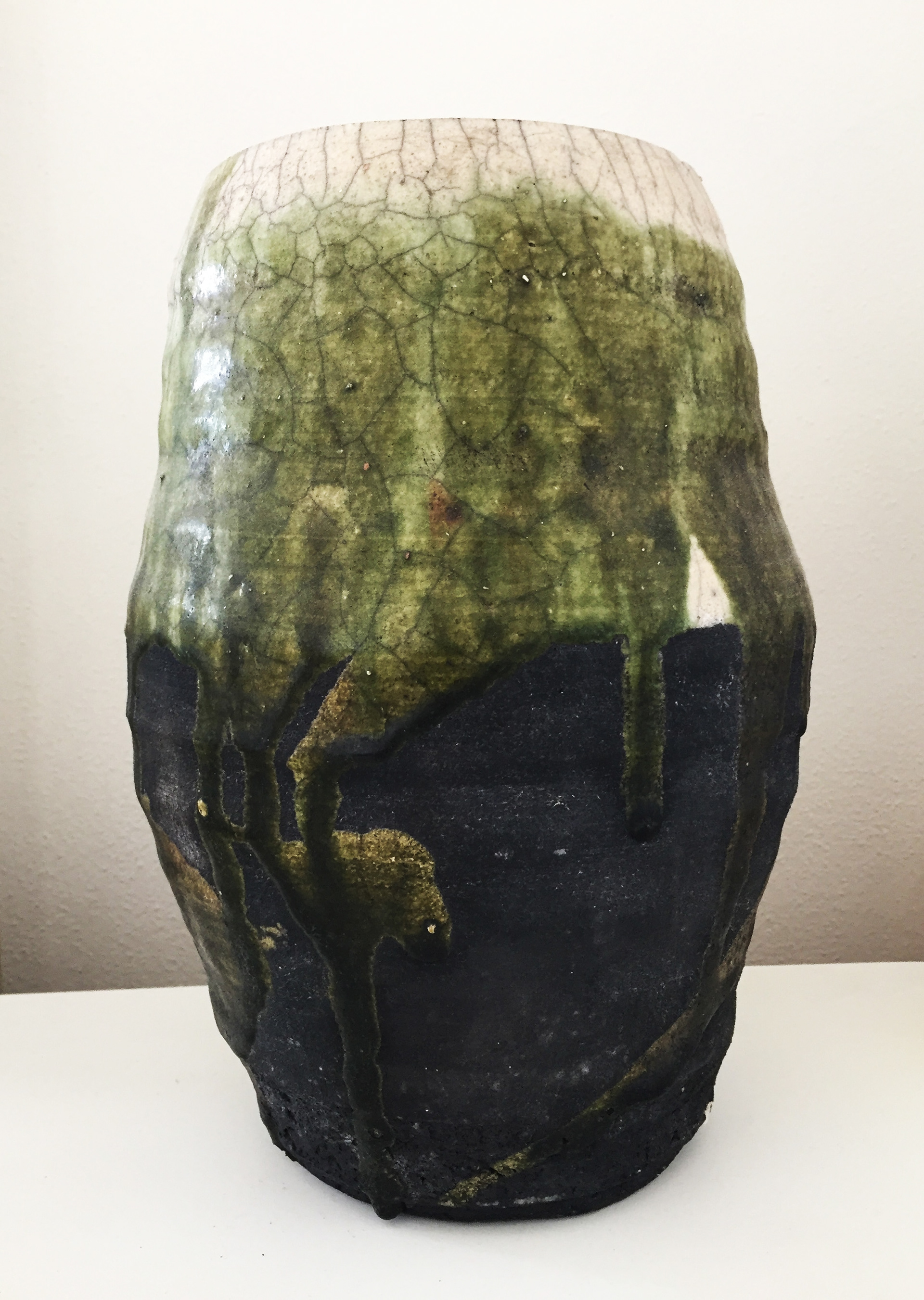 17" ht. Vase Raku:sold