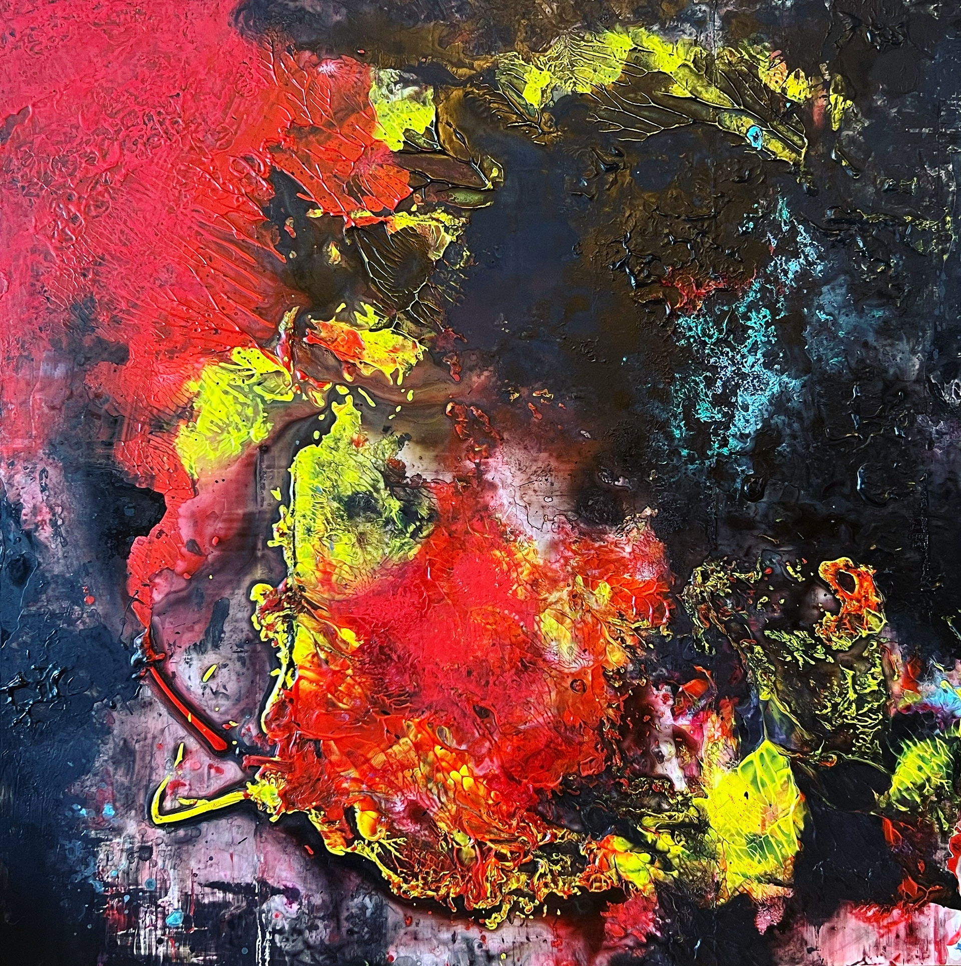 16" x 16" Acrylic and pastel on board