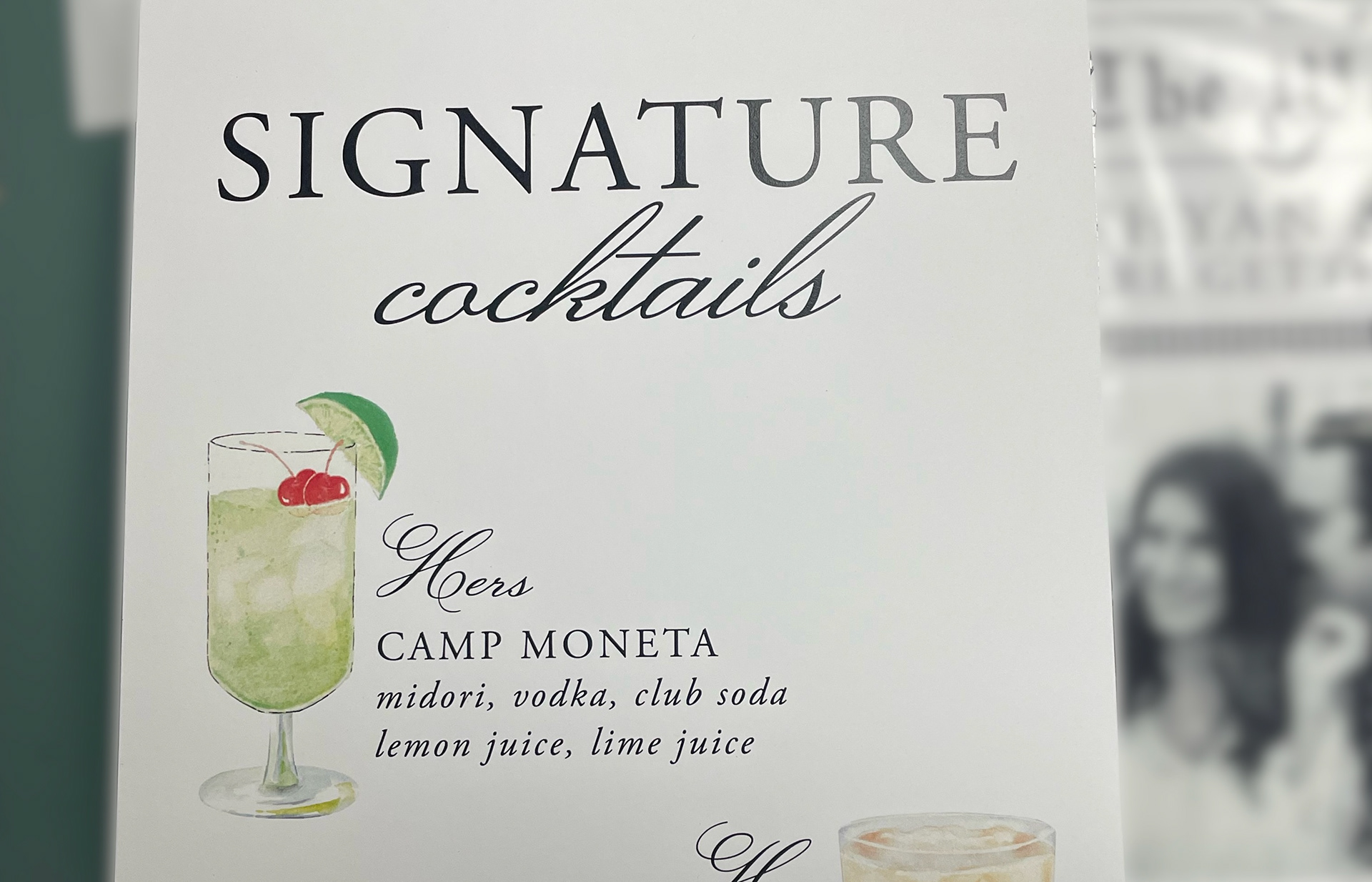 midori watercolor painting for cocktail menu