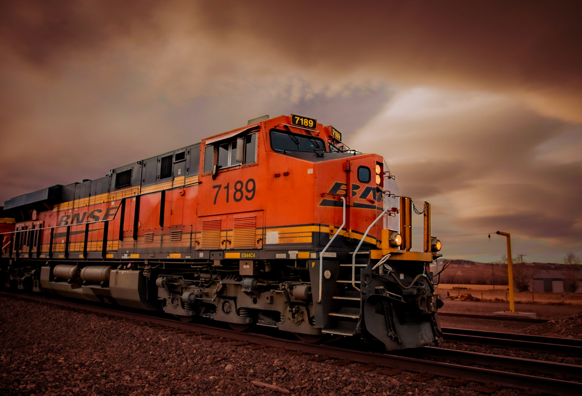 Lenticular clouds and a freight train coming through. Livingston, Montana USA