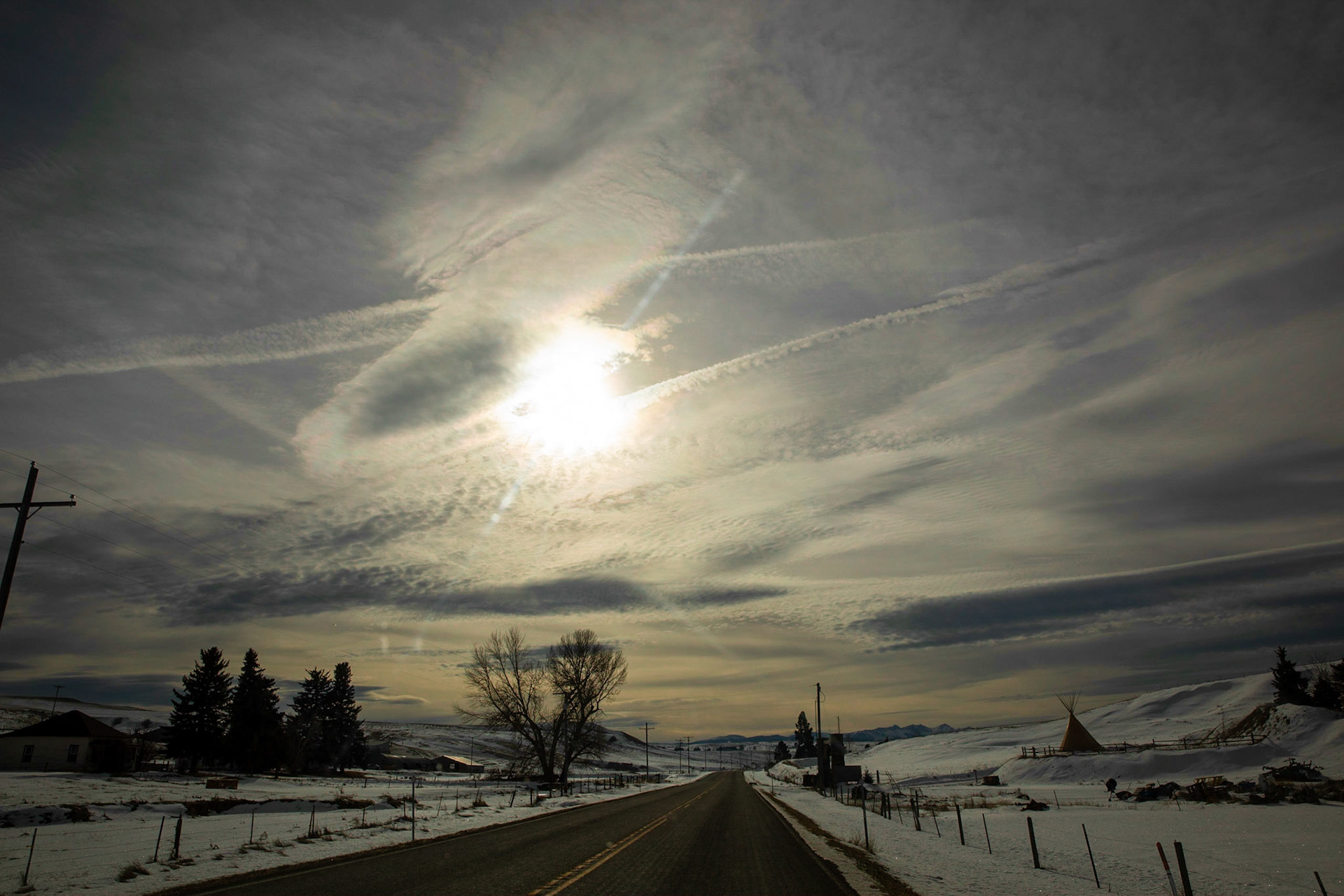 Scratches in a cold Montana sky