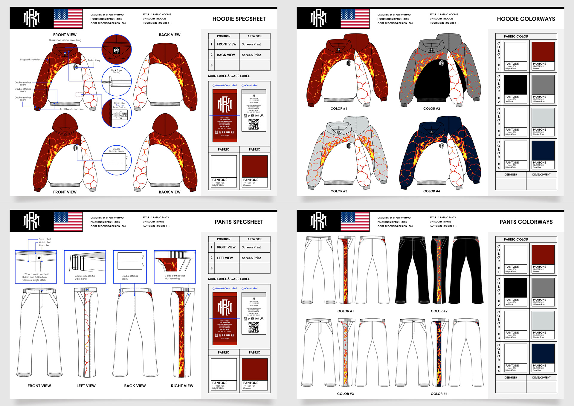 FIRE HOODIE AND PANTS DESIGN