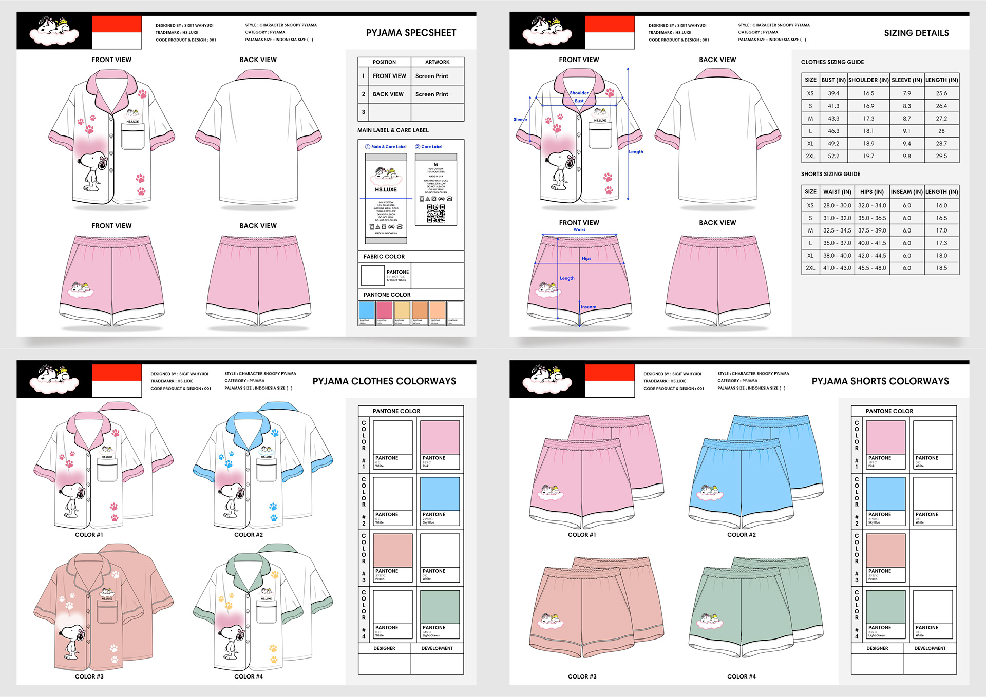 CHARACTER SNOOPY PYJAMA DESIGN