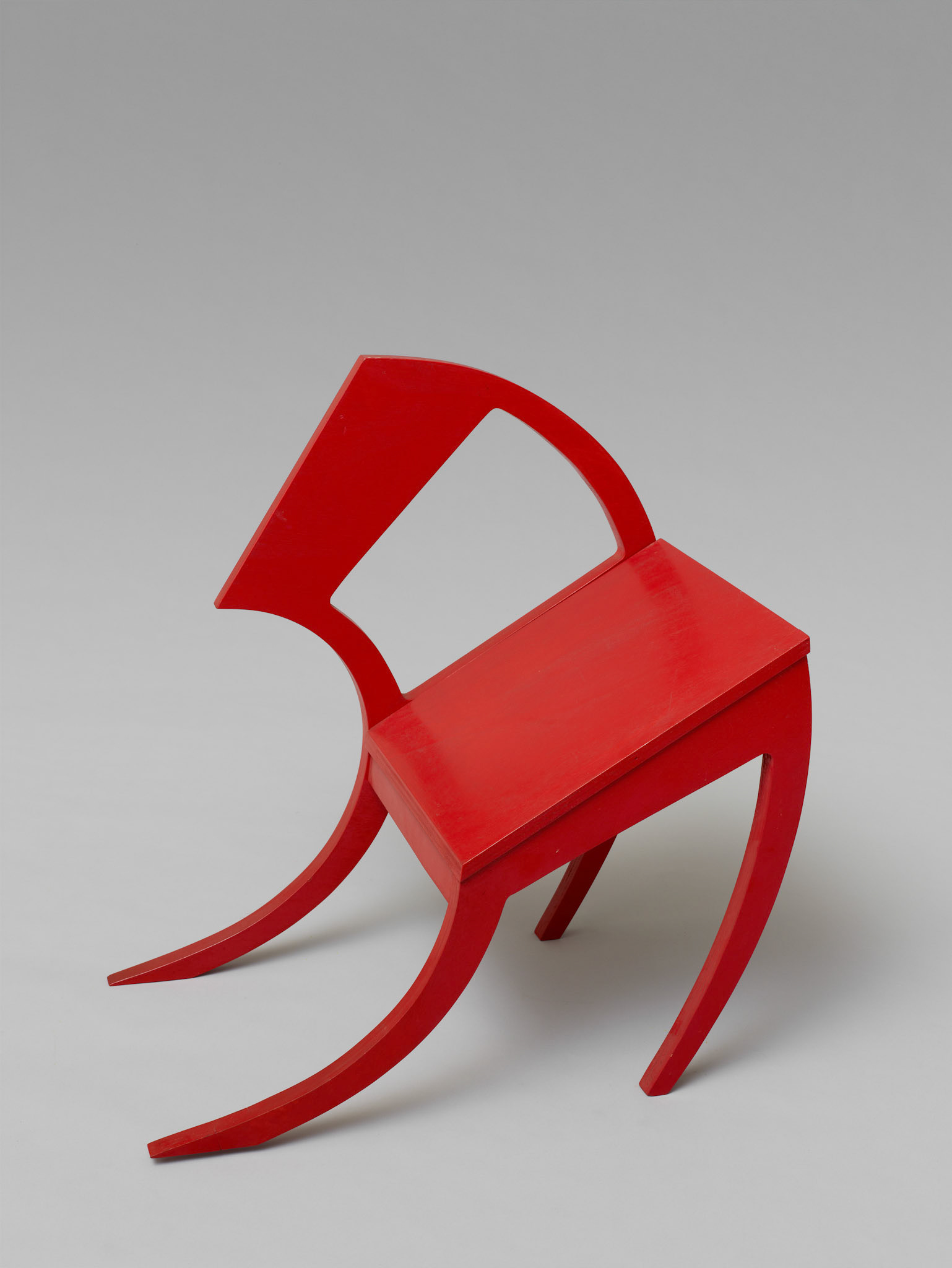 Stefan Wewerka — Untitled (windswept chair) 1971 — Painted wood — 27 1/2 x 26 x 15 1/2 inches (67 x 66 x 40 cm)