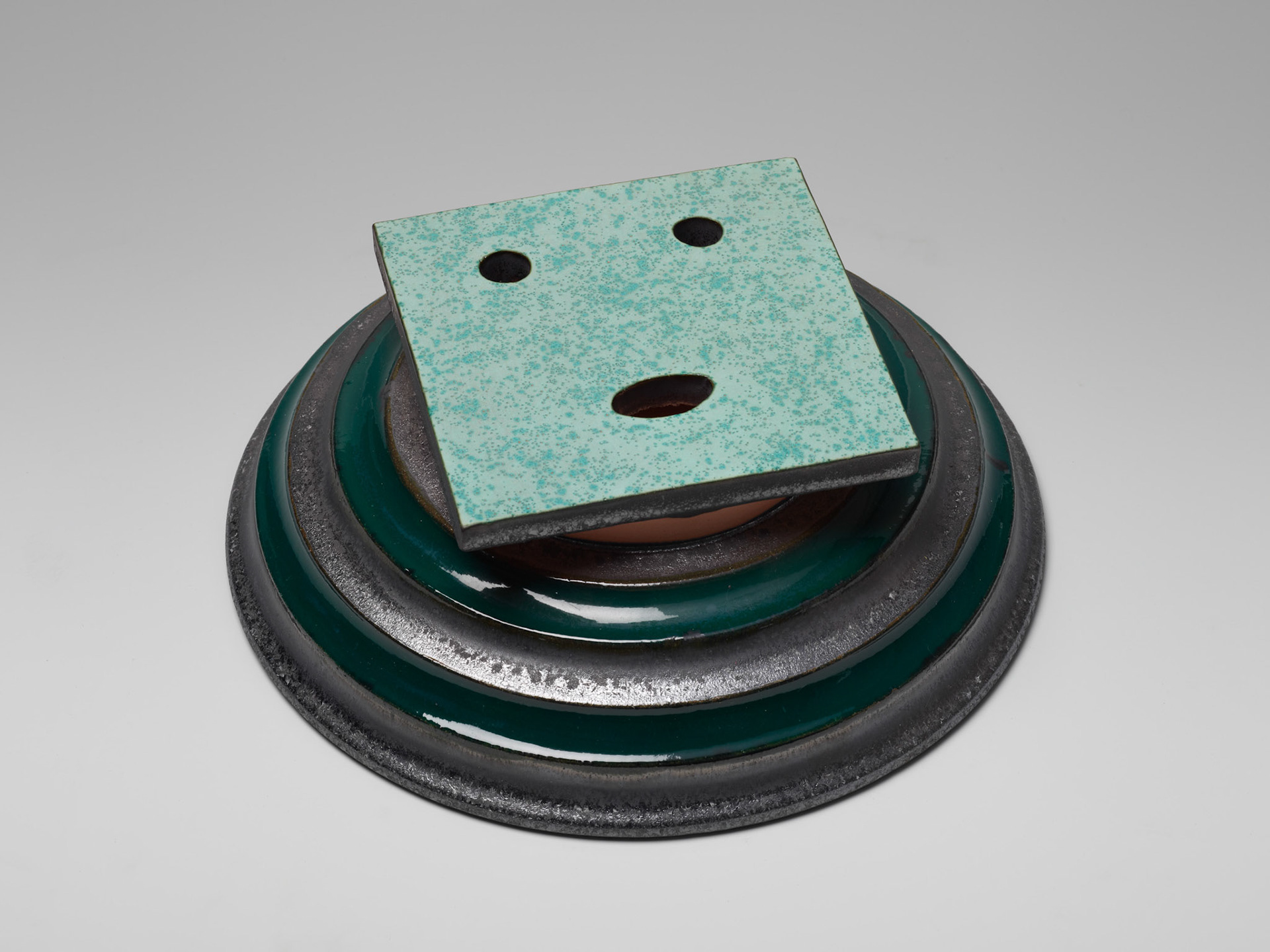 Kiki Kogelnik — Small Moonbaby VII 1995–96 — Glazed ceramic — 10 1/2 x 10 1/2 x 3 3/4 inches (27 x 27 x 10 cm)