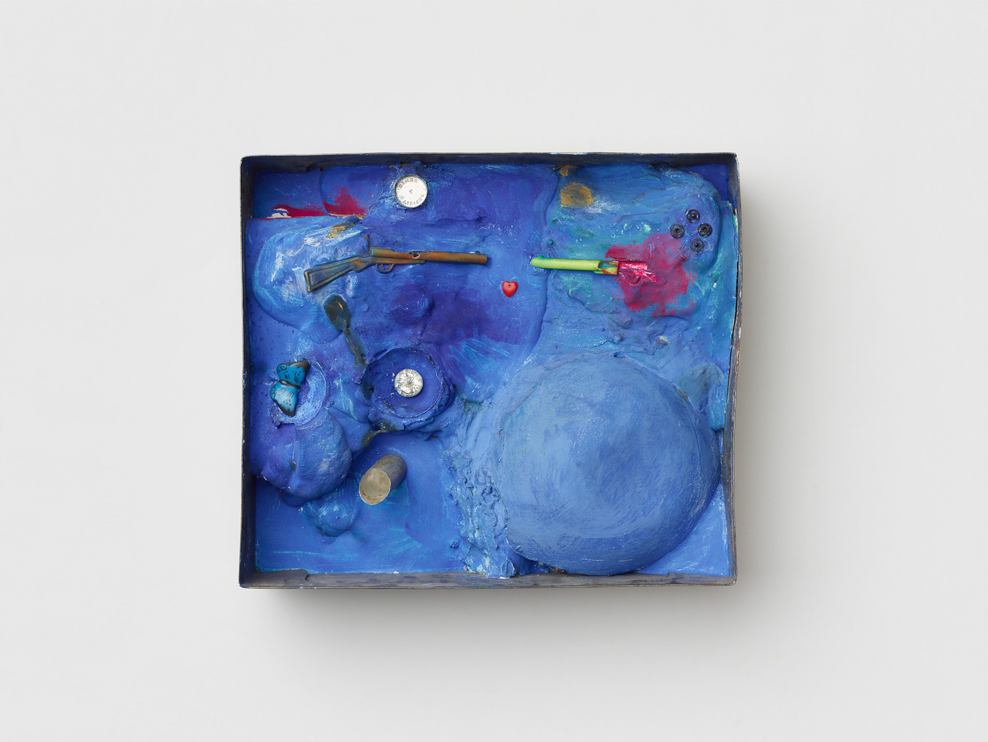 Kiki Kogelnik — Das Schloss 1959 — Acrylic on concrete and plastic objects — 10 1/4 x 11 7/8 x 3 1/4 inches (26 x 30 x 8 cm)