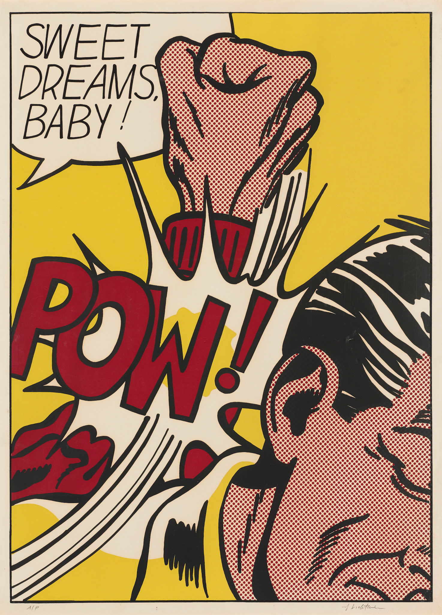 Roy Lichtenstein — Sweet Dreams Baby! 1960 — Silkscreen on paper — 37 1/2 x 27 1/2 inches (95 x 70 cm)