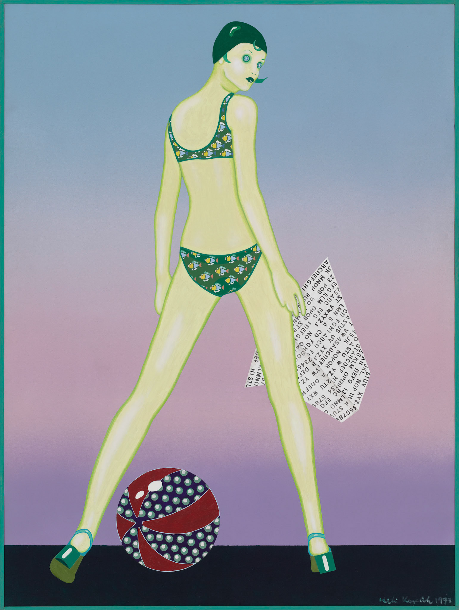 Kiki Kogelnik ! Beach Ball 1973 — Oil and acrylic on canvas — 80 x 60 inches (203 x 152 cm)