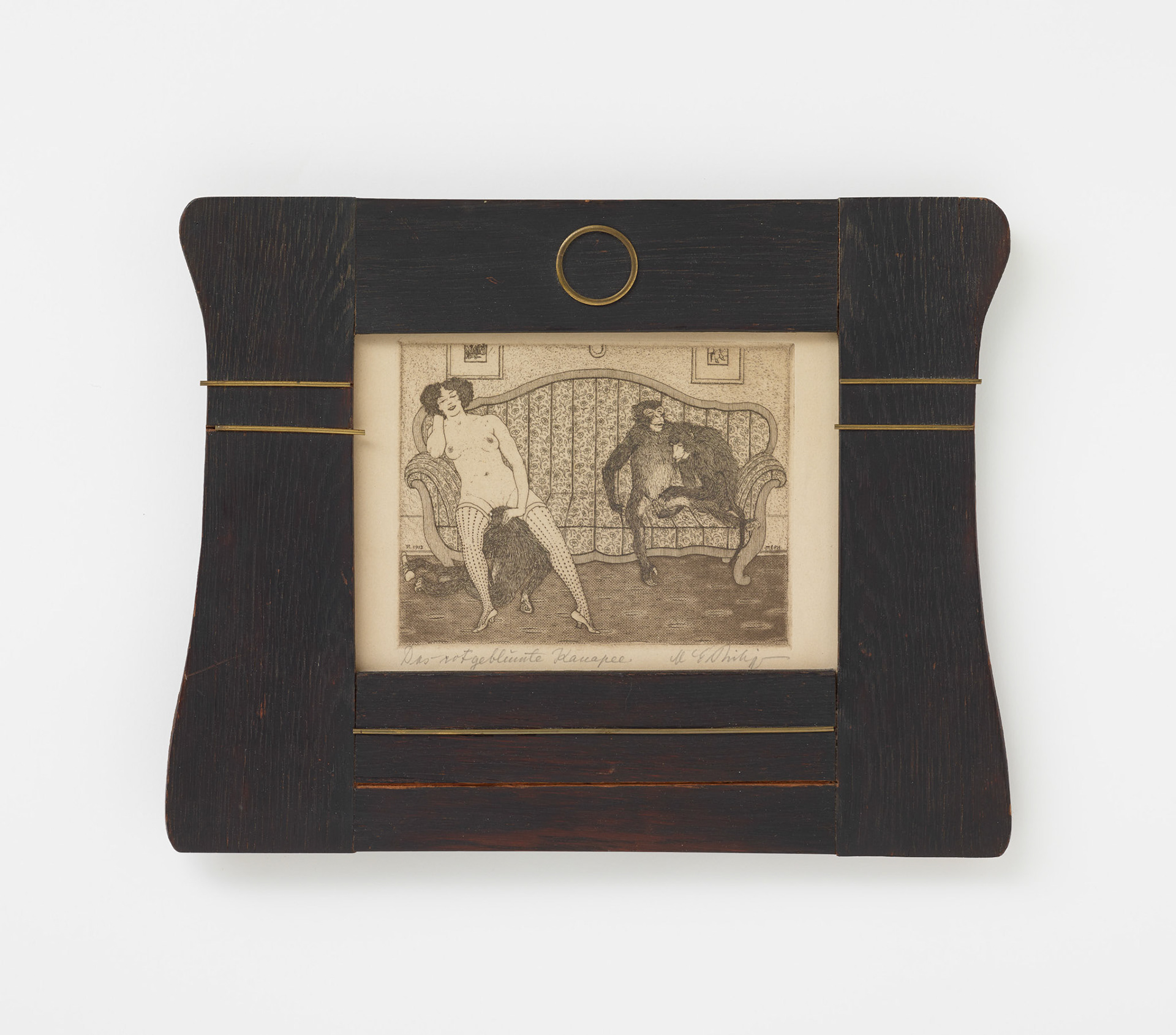 Unknown ME — Das rotgeblümte Kanapee 1912 — Etching on paper — 6 5/8 x 9 1/8 inches (17 x 23 cm)