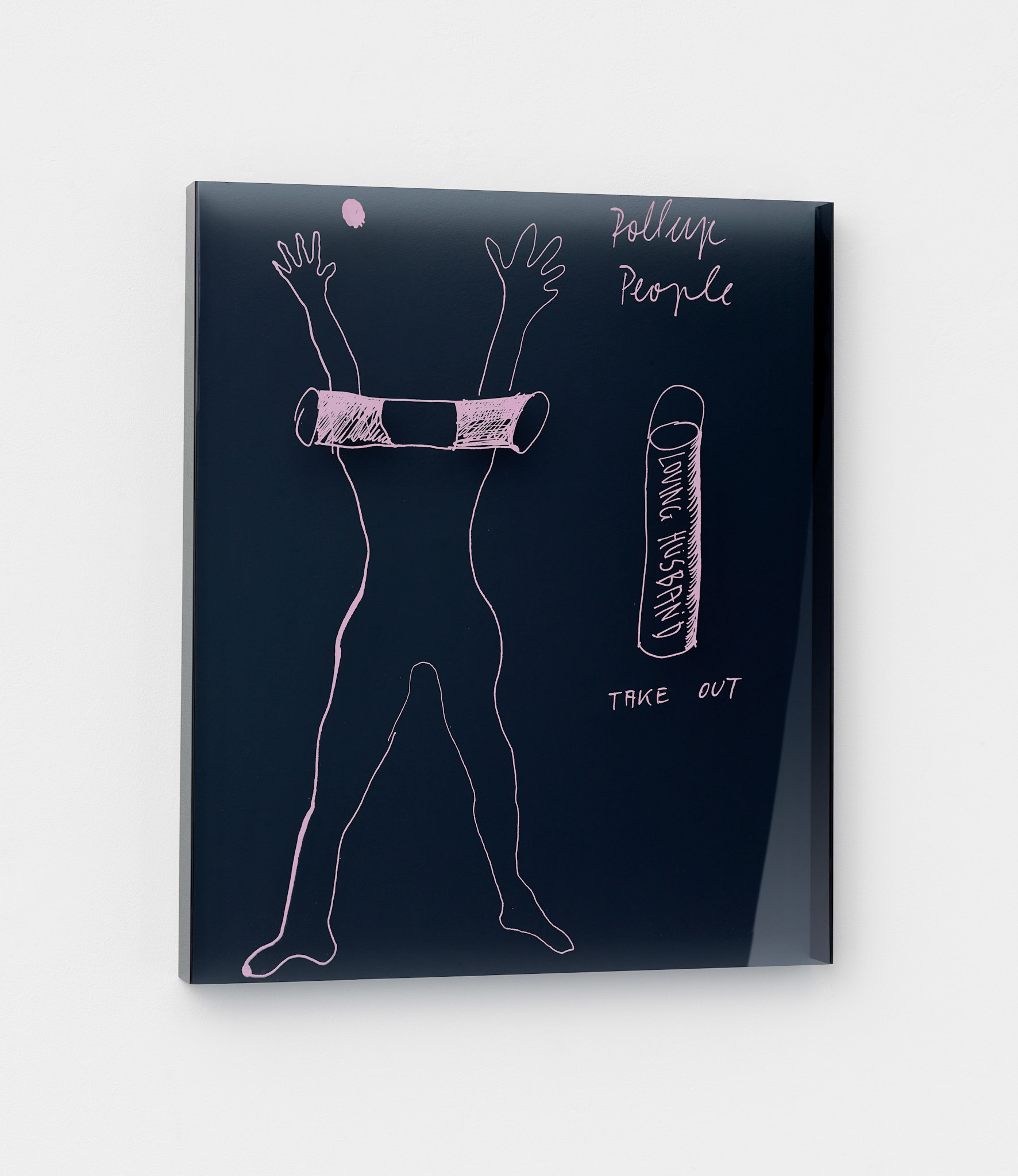 Kiki Kogelnik ! Rollup People 1970 — Silkscreen on Plexiglas — 30 x 25 5/8 x 2 inches (76 x 65 x 5 cm)