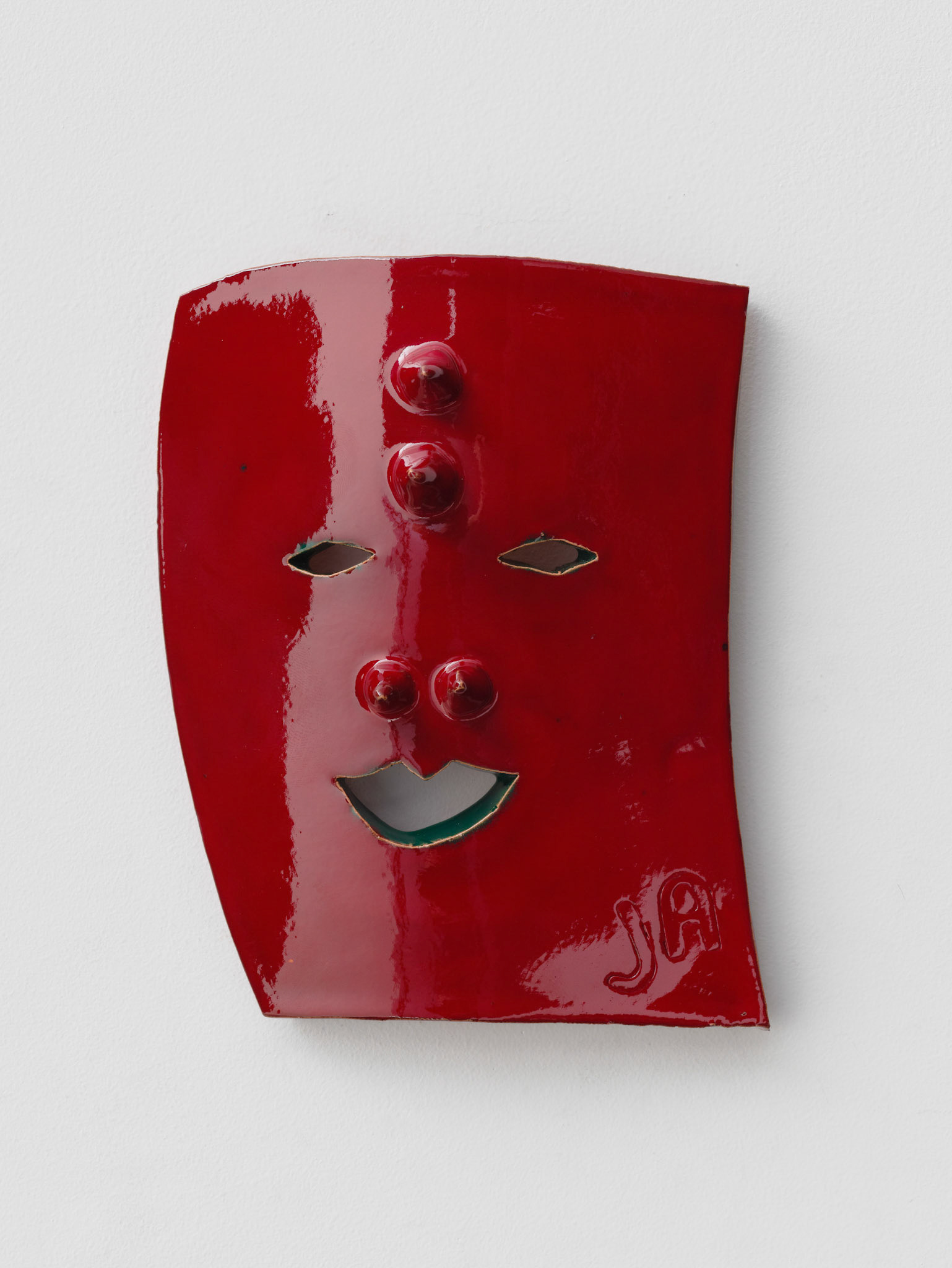 Niki Kogelnik ! Ja 1995 — Glazed ceramic — 9 x 7 x 2 3/4 inches (23 x 18 x 7 cm)