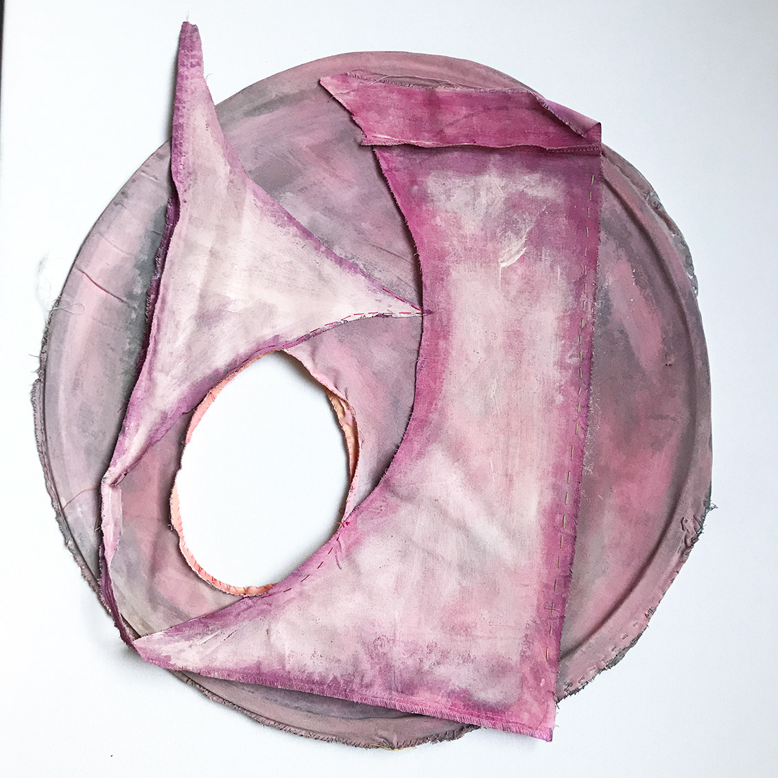 'Untitled', 2022, wood filling, fabric, paint, 47 x 47 x 1 cm, unique