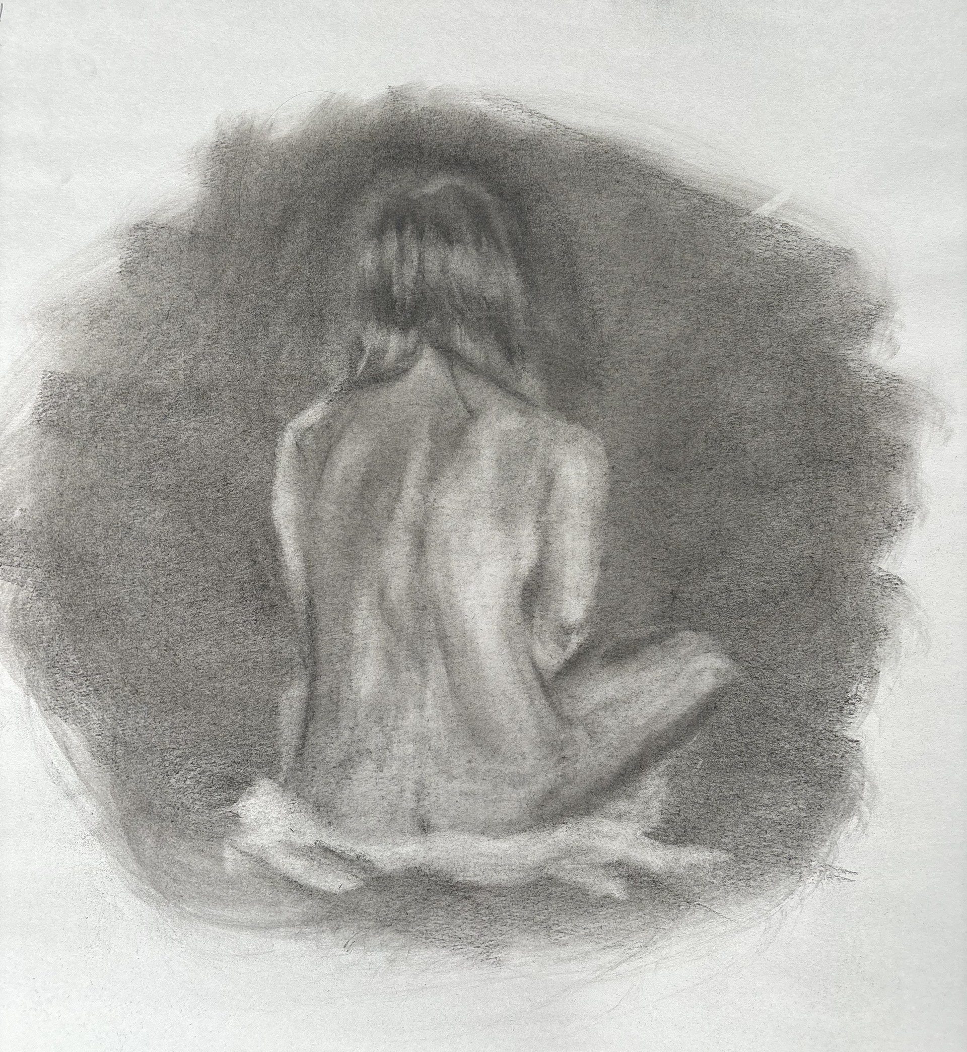 A charcoal figure drawing (Spring 2024).