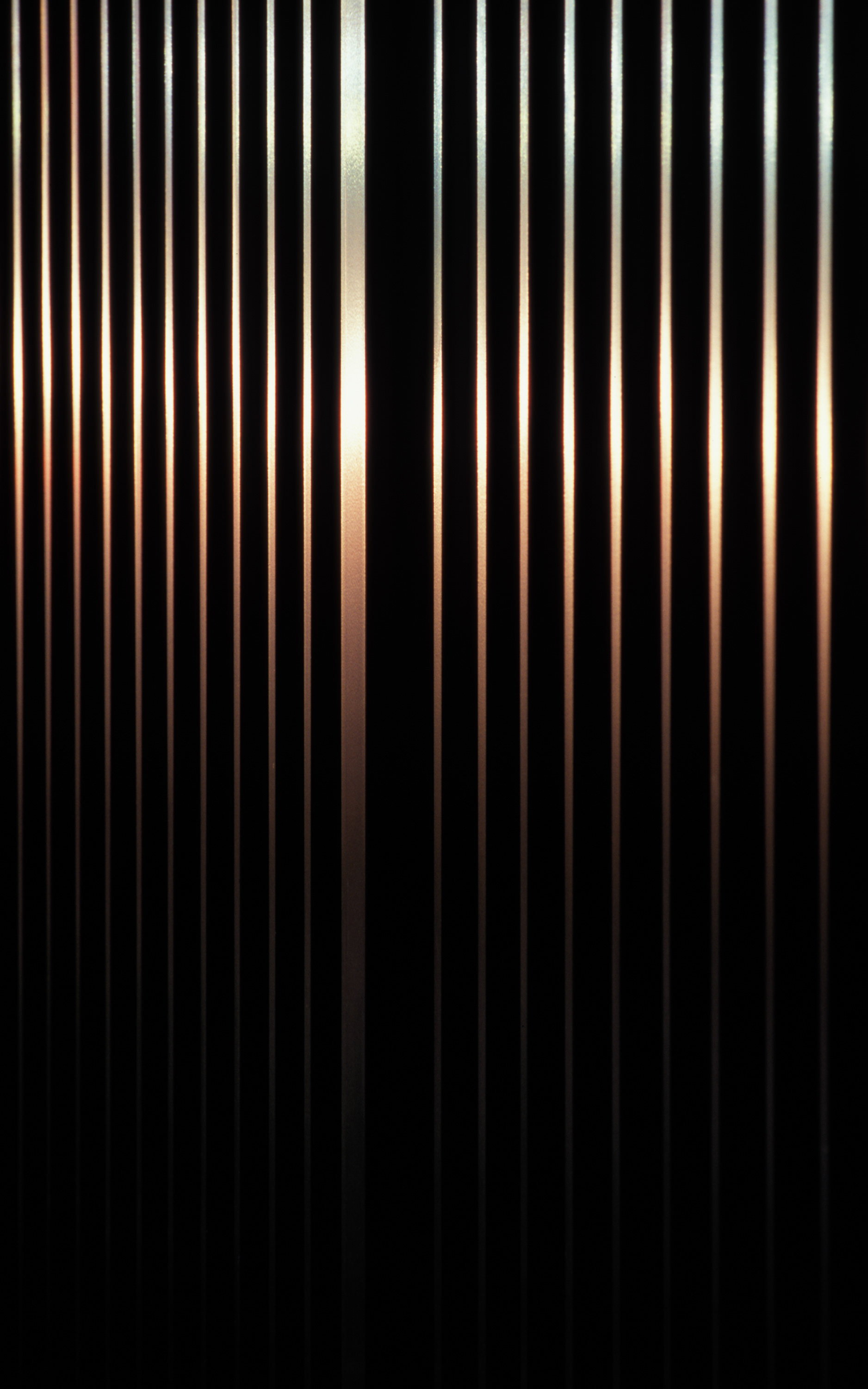 Black metal fence reflecting traffic at night, Atlanta Georgia