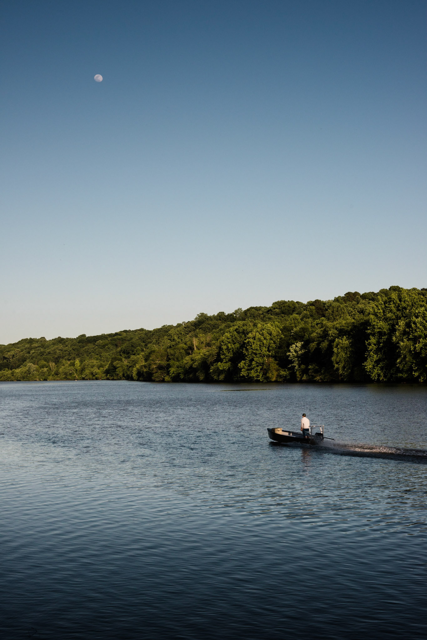 Moonrise over the Chattahoochee (motorboat), Atlanta GA 2017