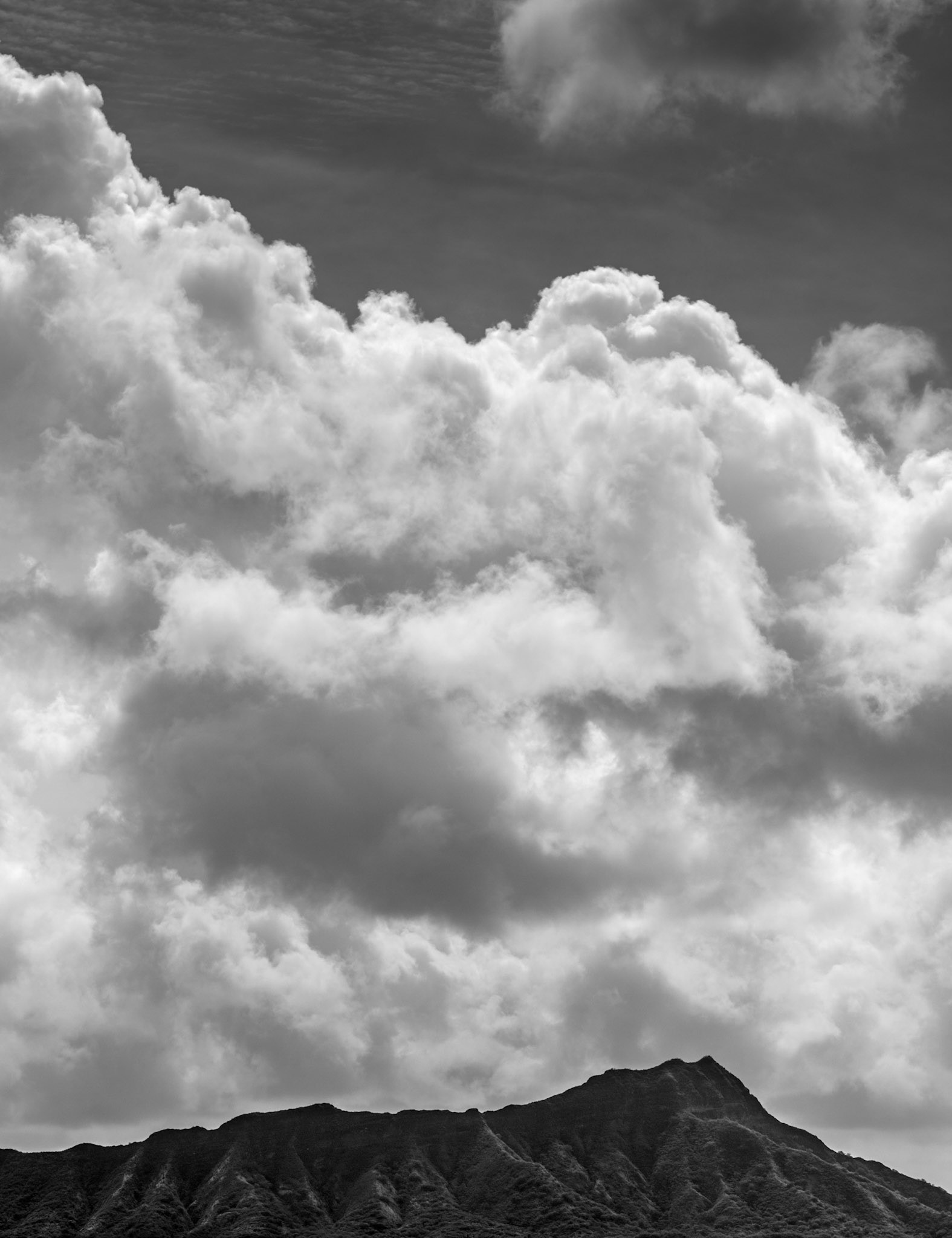 Diamond Head Profile with Clouds, Oahu Hawaii 2016