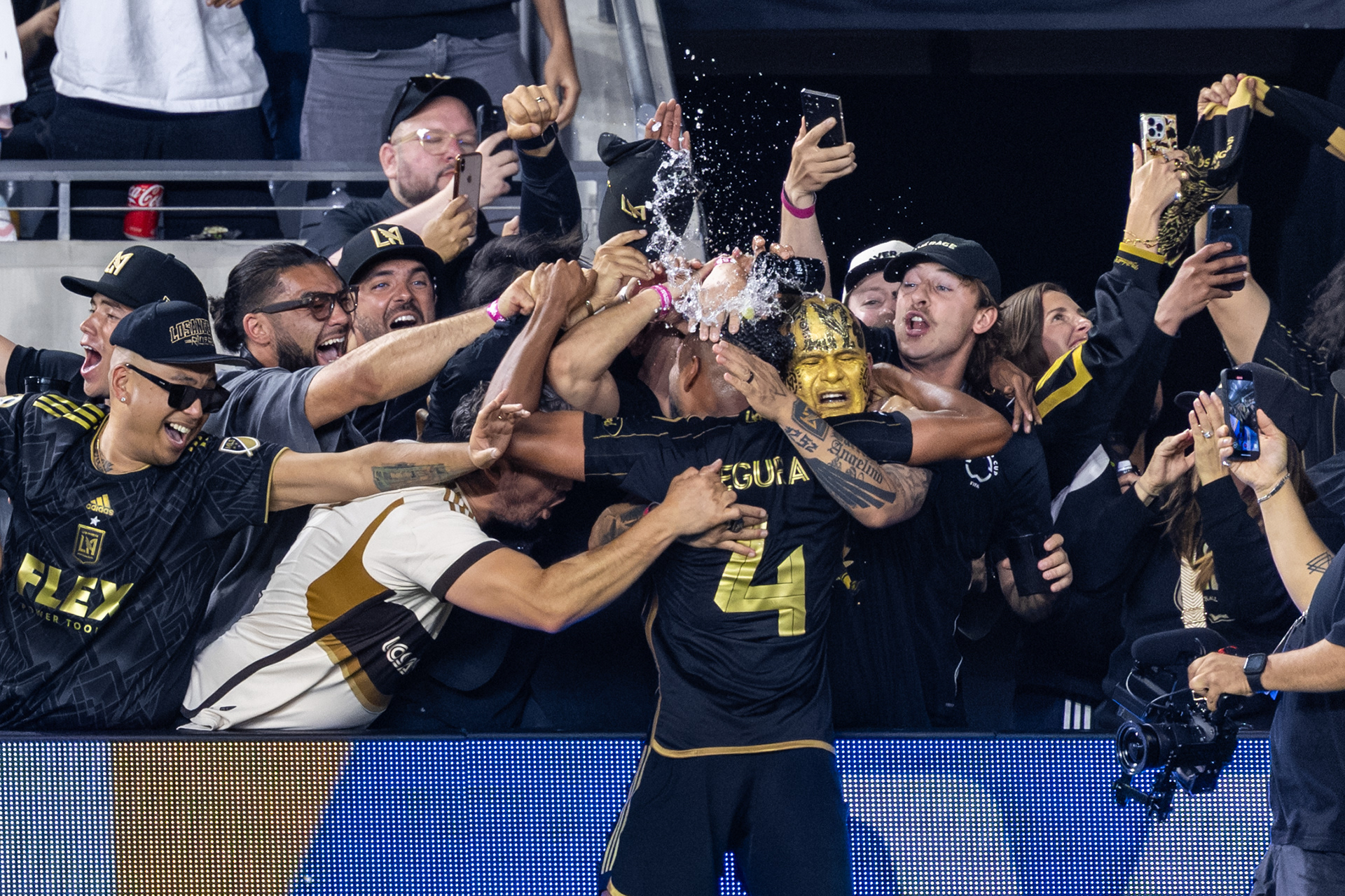 LAFC defender Eddie Segura celebrates after winning the FIFA Club World Club play-in match vs. Club América